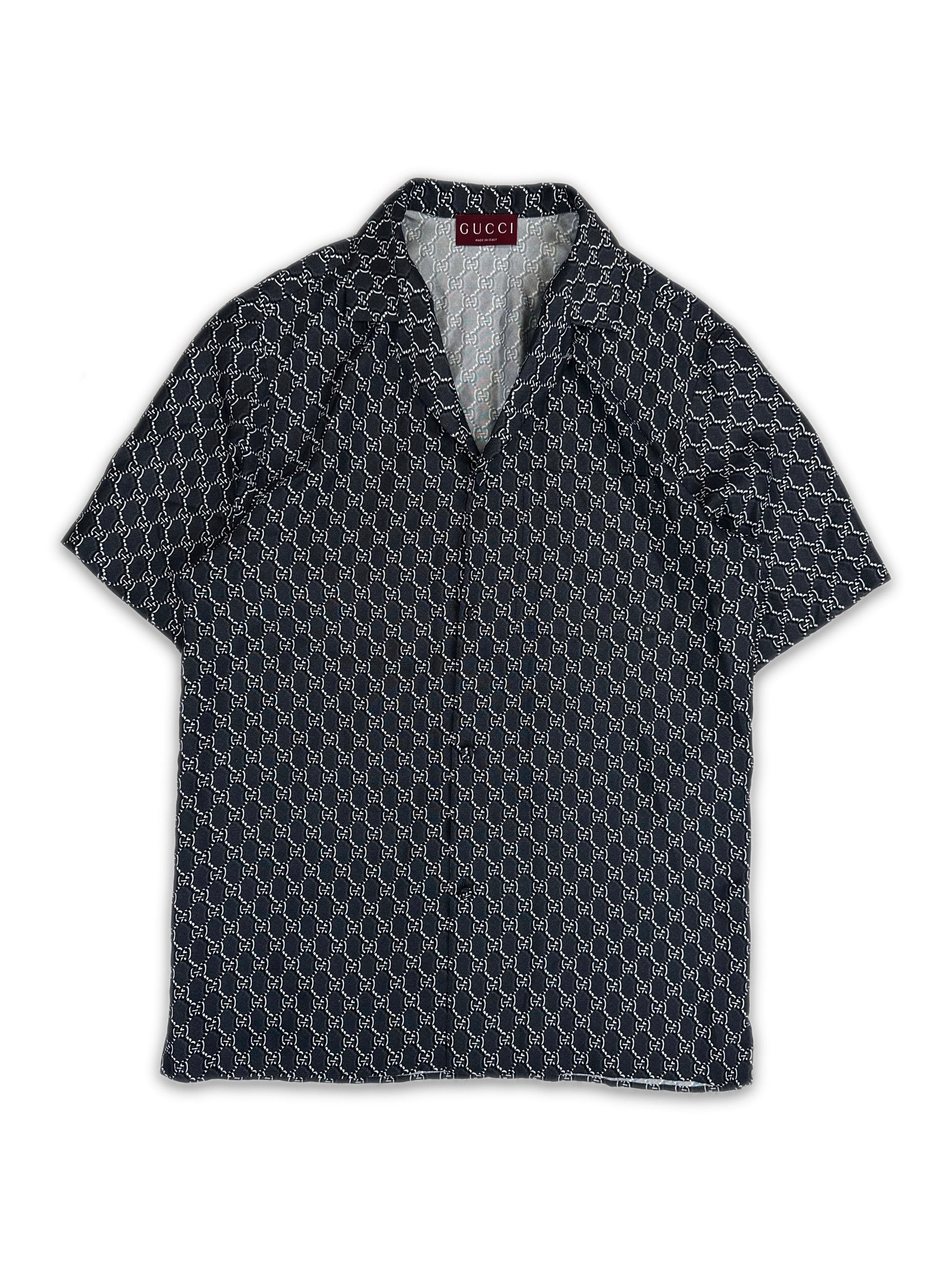Gucci Monogram Logo Silk Camp Collar Oversized Shirt