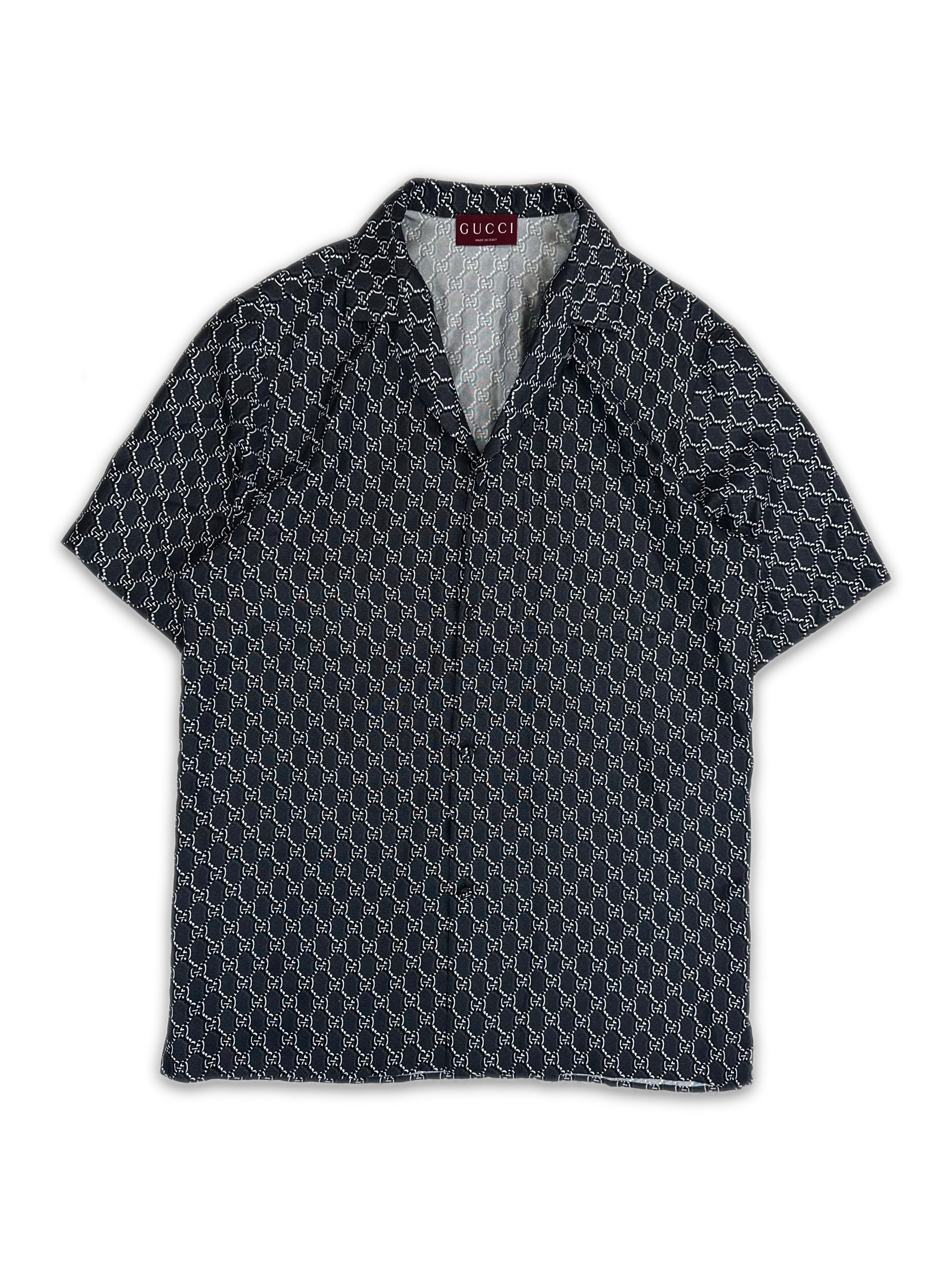 Gucci Monogram Logo Silk Camp Collar Oversized Shirt
