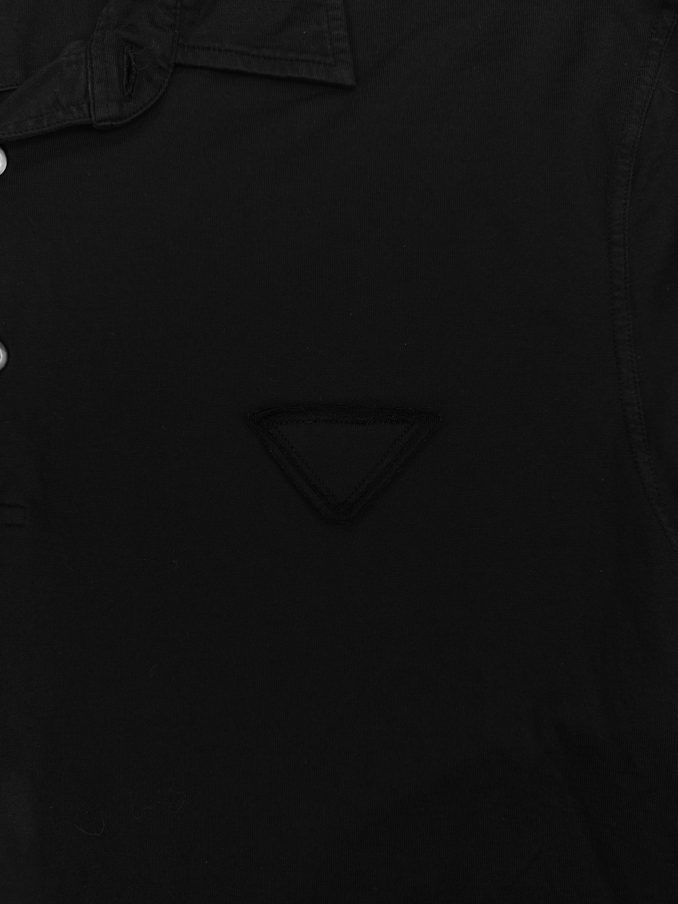 SS23 Prada ‘Triangle Logo’ Black Collared Polo Shirt