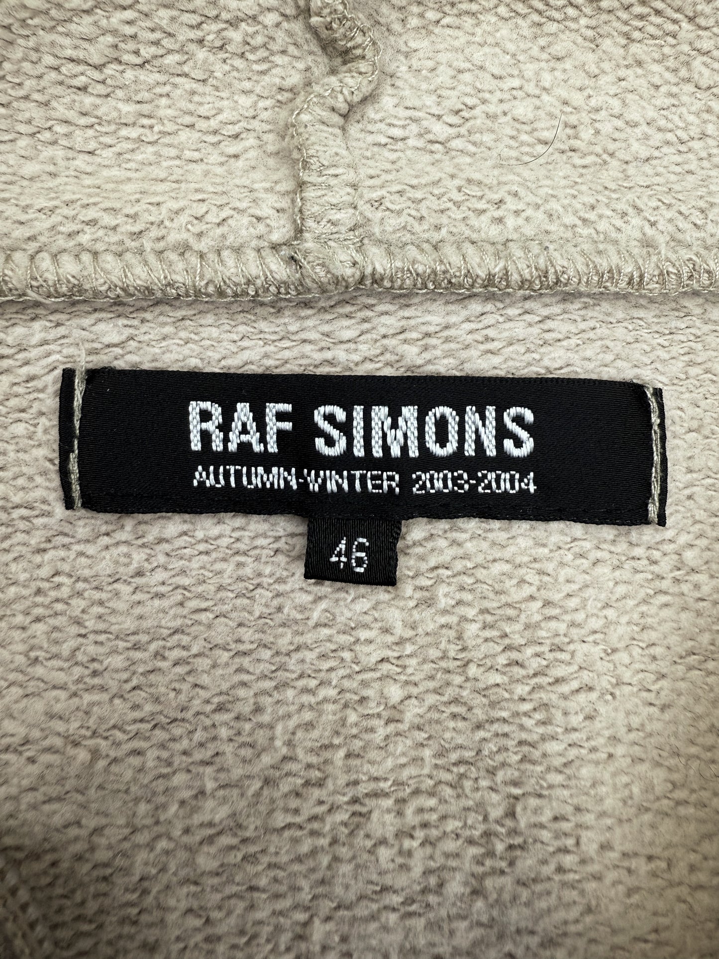 AW03 Raf Simons ‘Kollaps’ Factory Records Beige Zip-up Hoodie