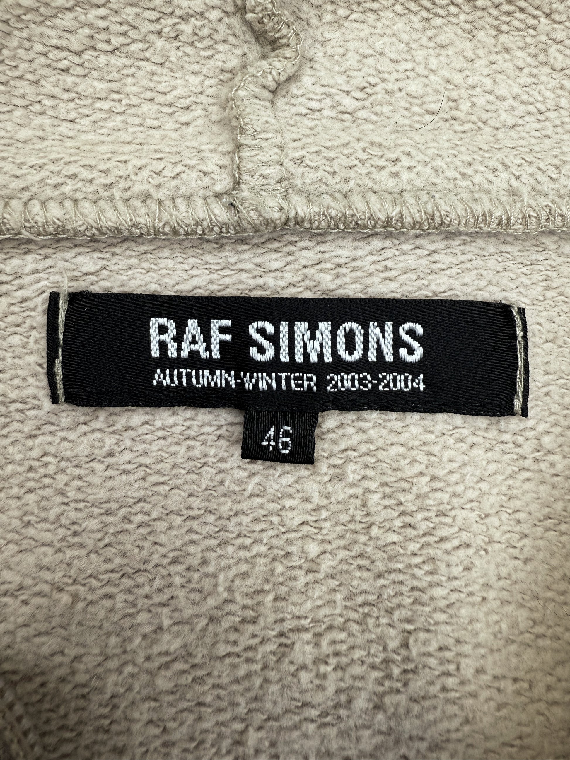 AW03 Raf Simons ‘Kollaps’ Factory Records Beige Zip-up Hoodie