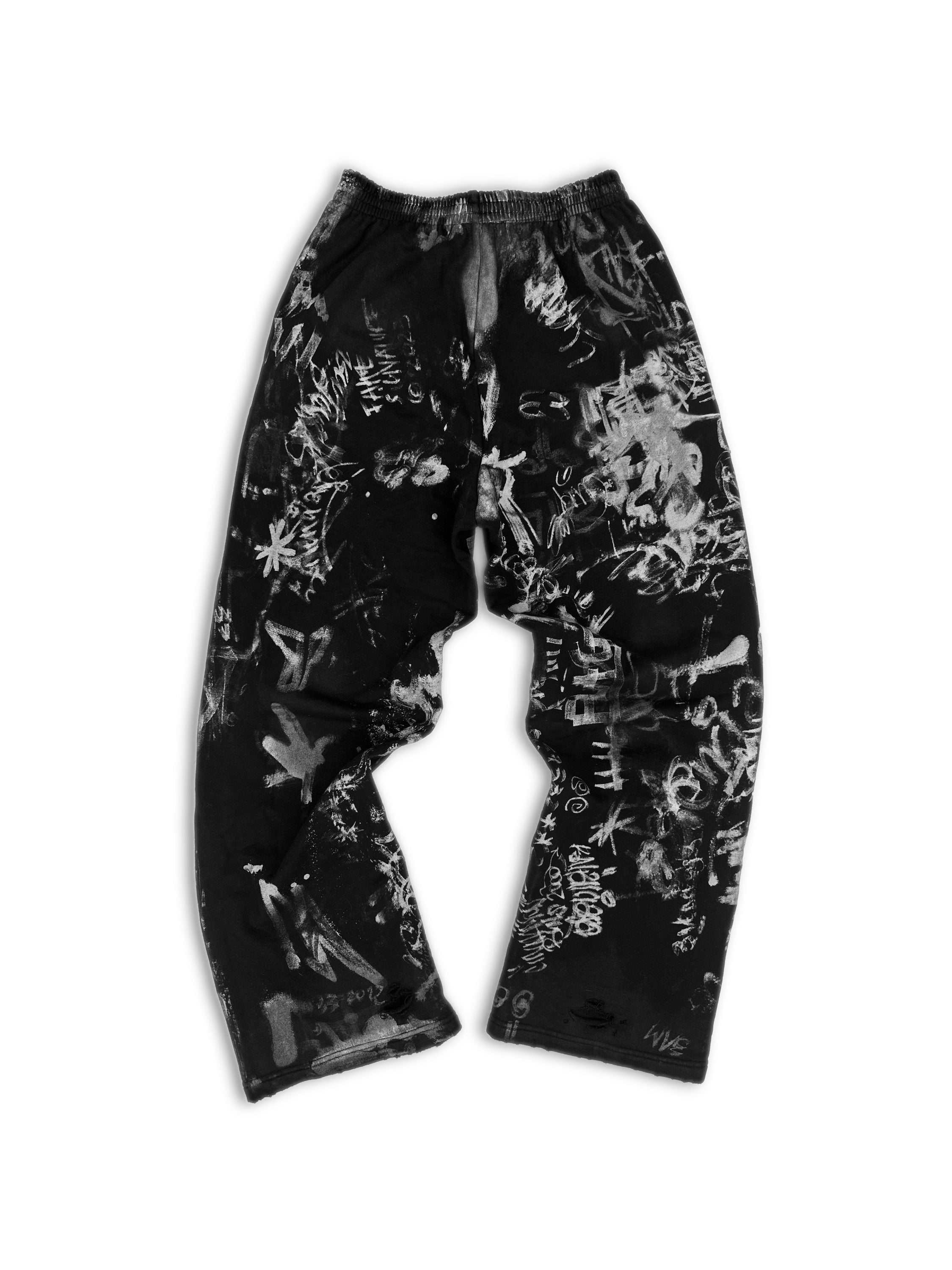 SS23 Balenciaga ‘Graffiti’ Skater Baggy Black Sweatpants
