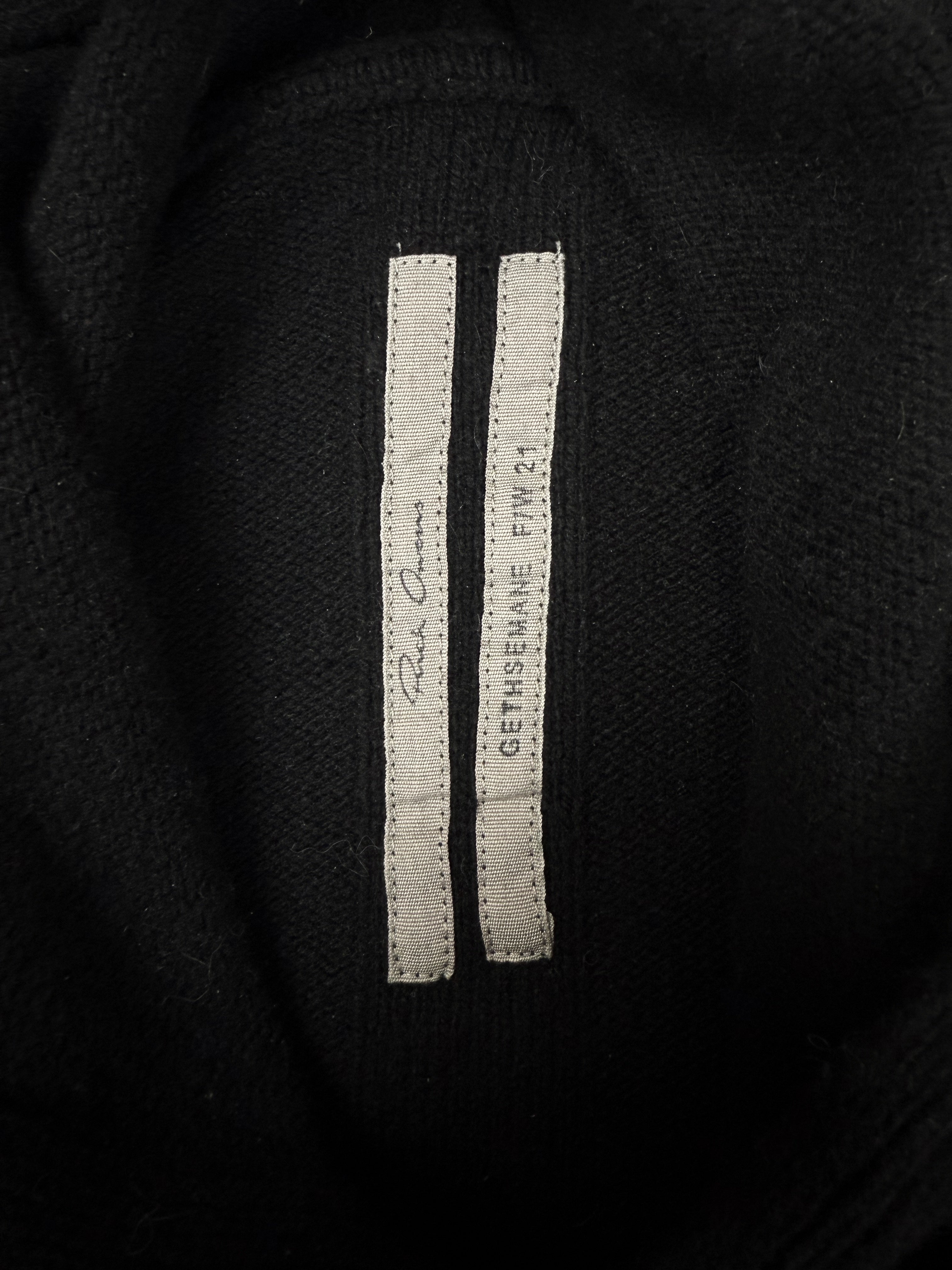 AW21 Rick Owens Gethsemane Black Cashmere Knitted Hoodie
