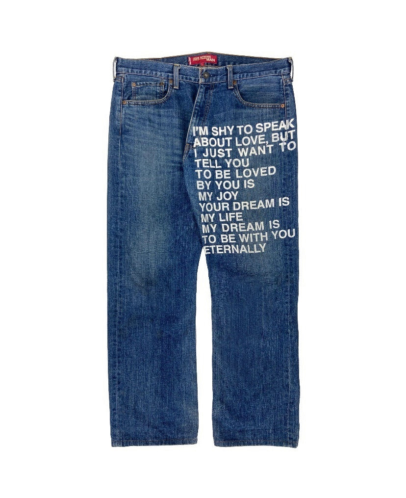 SS02 Junya Watanabe “Eternal Love” Poem Indigo Washed Denim