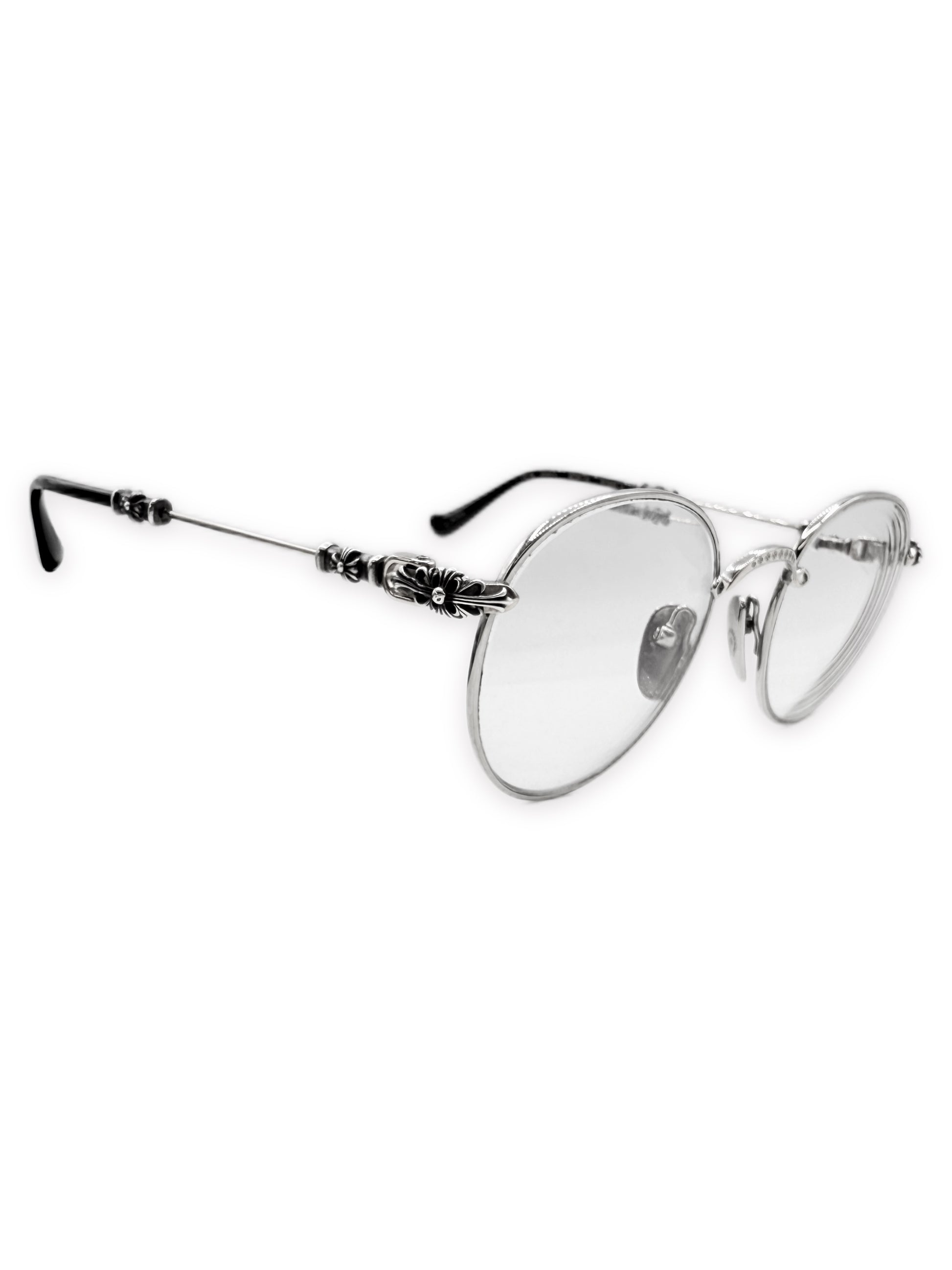 Chrome Hearts ‘Bubba-A’ White Gold Plated Silver Floral Prescription Glasses