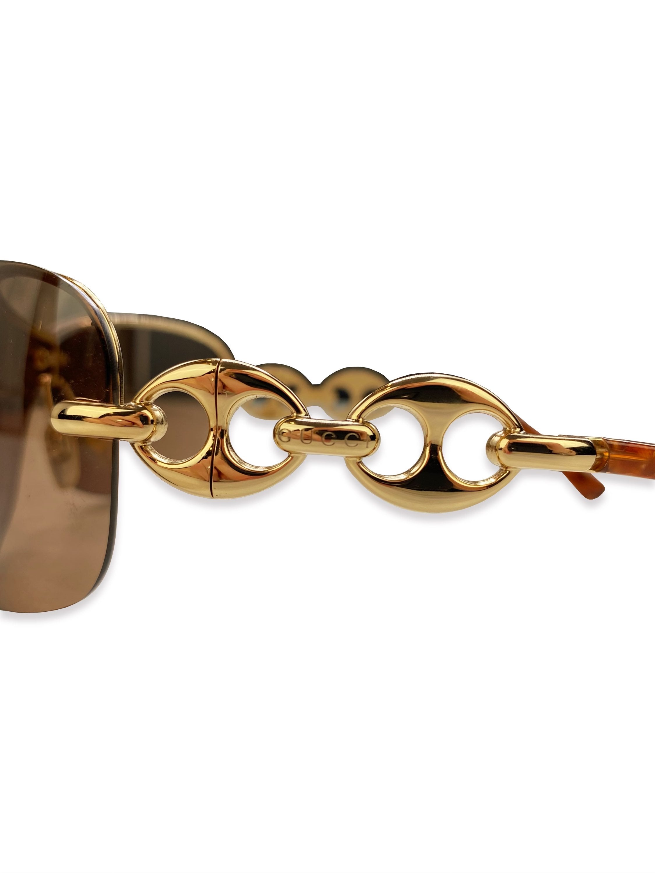 Gucci Gold Link Warm Tint Visor Sunglasses