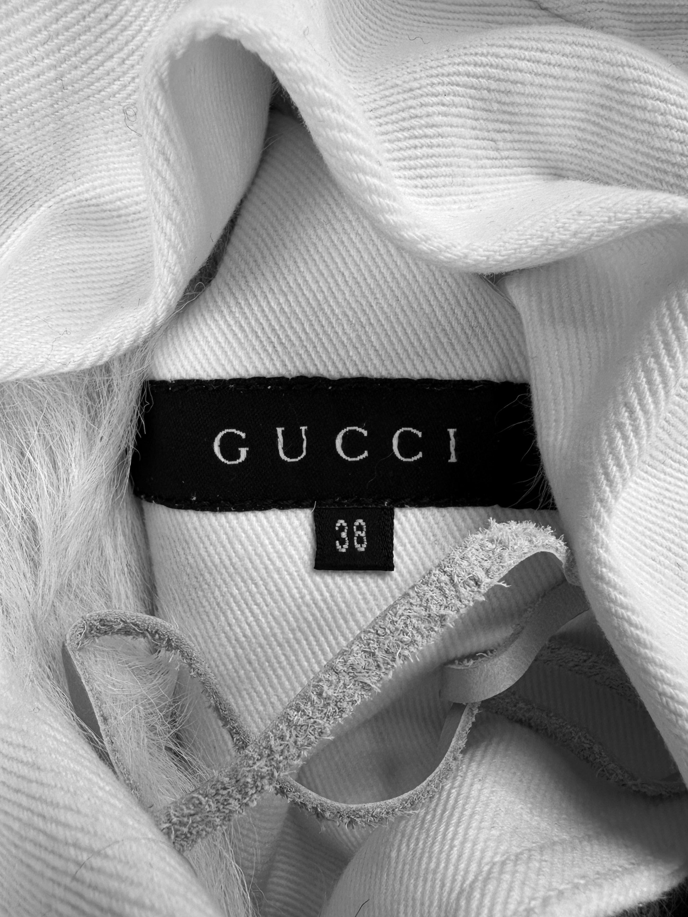 00s Gucci by Tom Ford ‘Removable Fur’ White Denim Jacket