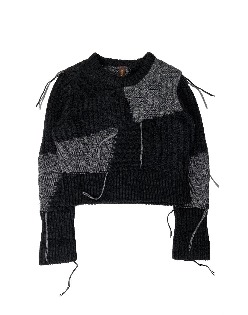 Mihara Yasuhiro Contrast Heavy Weave Elongated Sweater