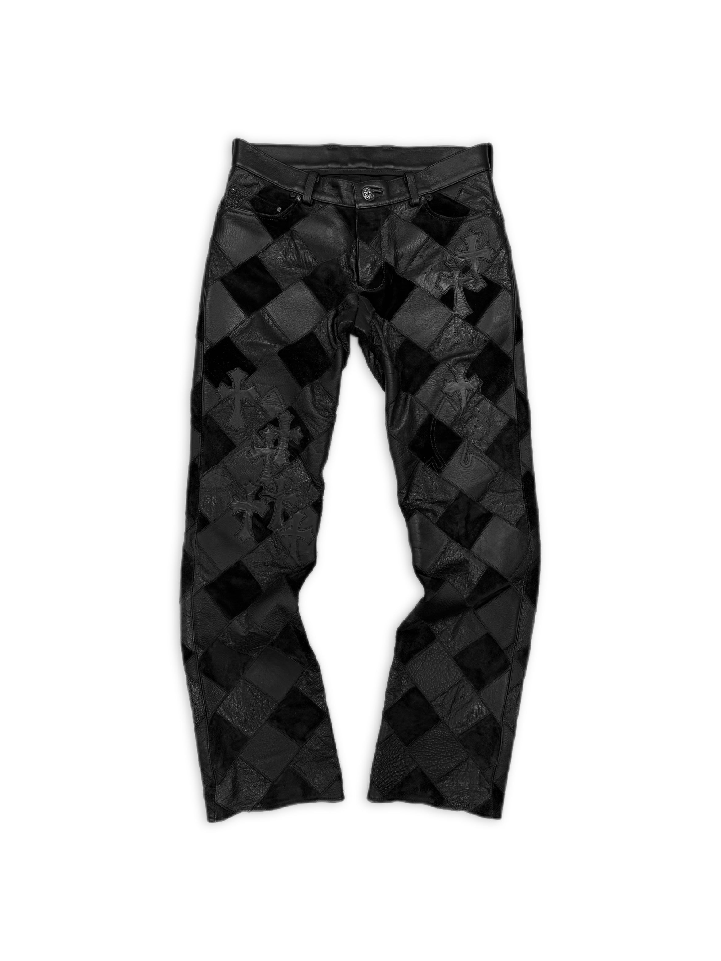Chrome Hearts 1/1 Ostrich Leather Cross Patch Checkered Pants