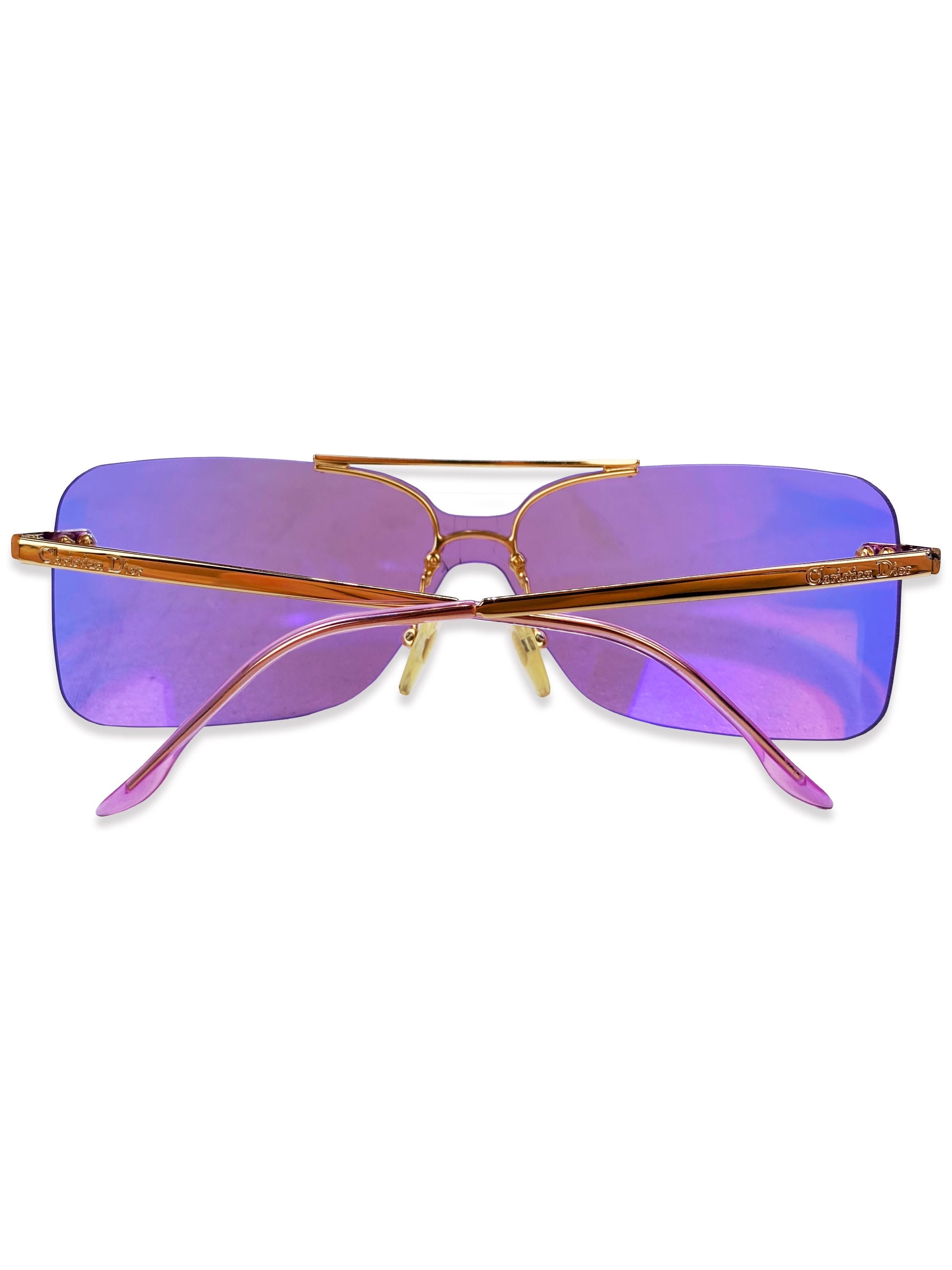 2000’s Dior Violet Tint Gold Rounded Frame Sunglasses