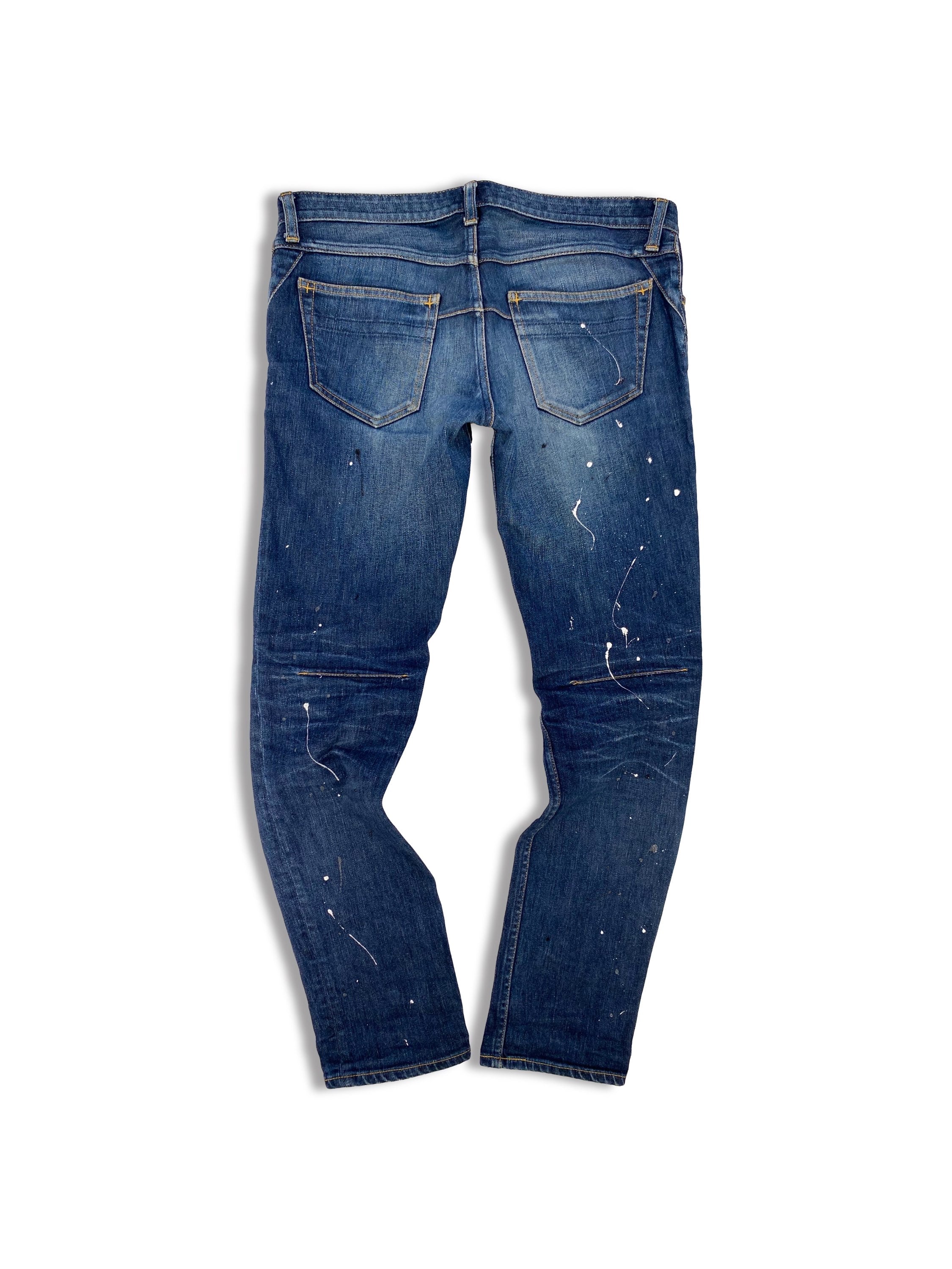 Number (N)ine Paint Splatter Dark Wash Darting Denim