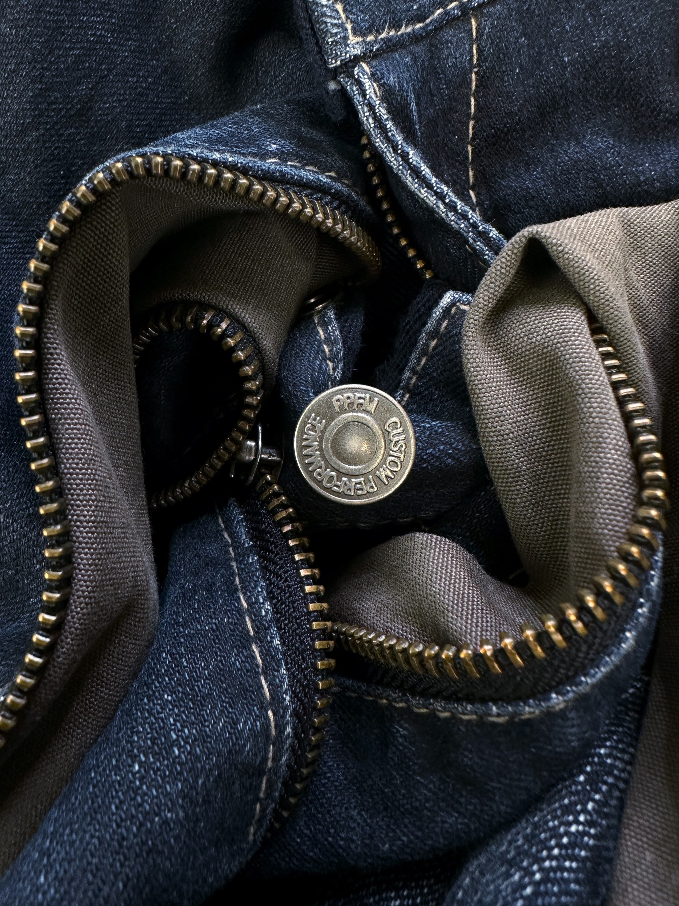 00s PPFM Blue Two-Tone ‘Multi-zip’ Flared Cargo Denim