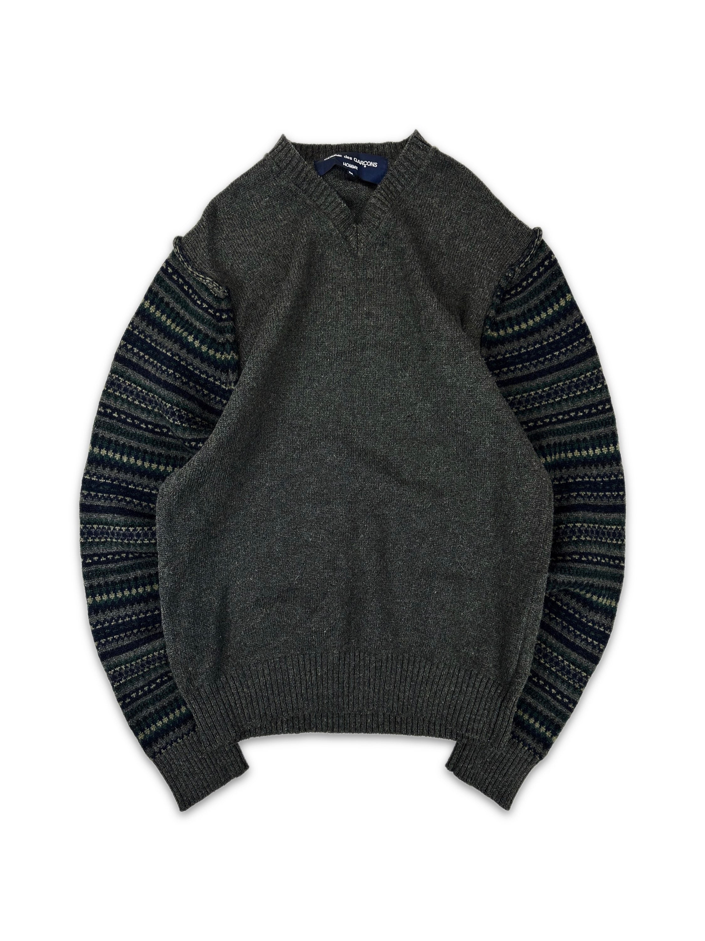 AW05 Comme des Garçons Homme Striped Sleeve Knitted Sweater