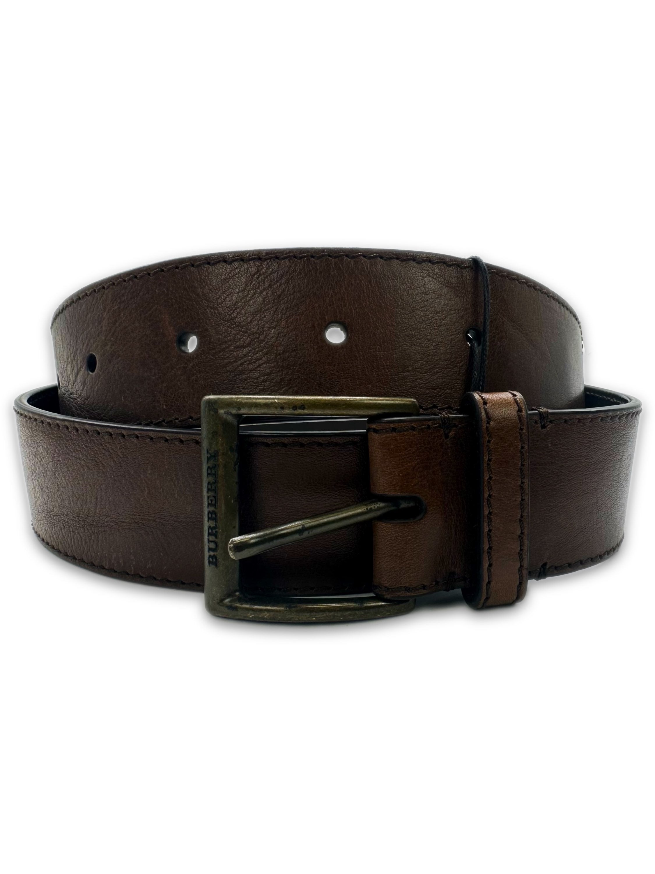 Burberry Brown Leather Metal Classic Buckle Belt
