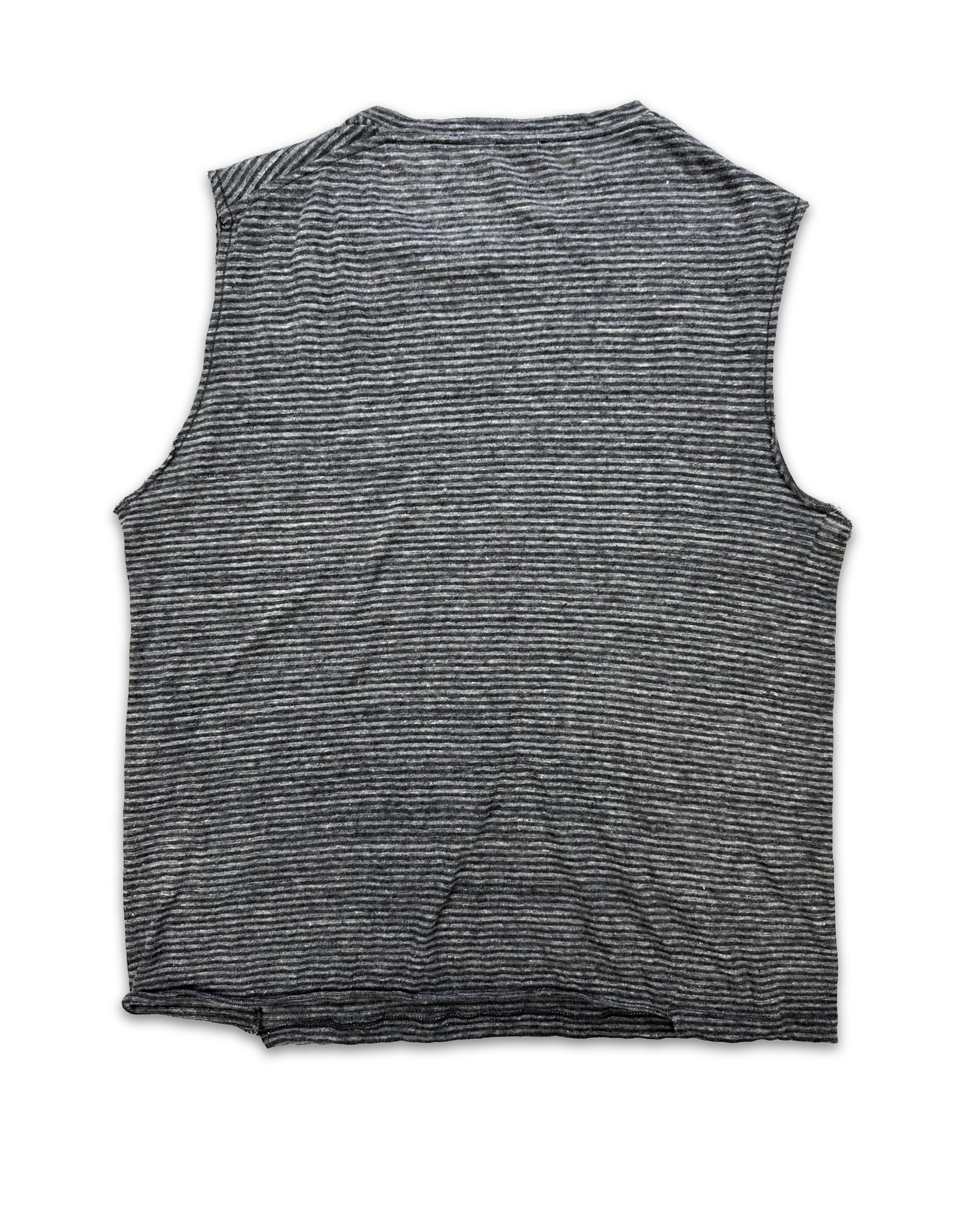 2018 Saint Laurent Paris ‘Striped’ Grey Sleeveless Tank-top