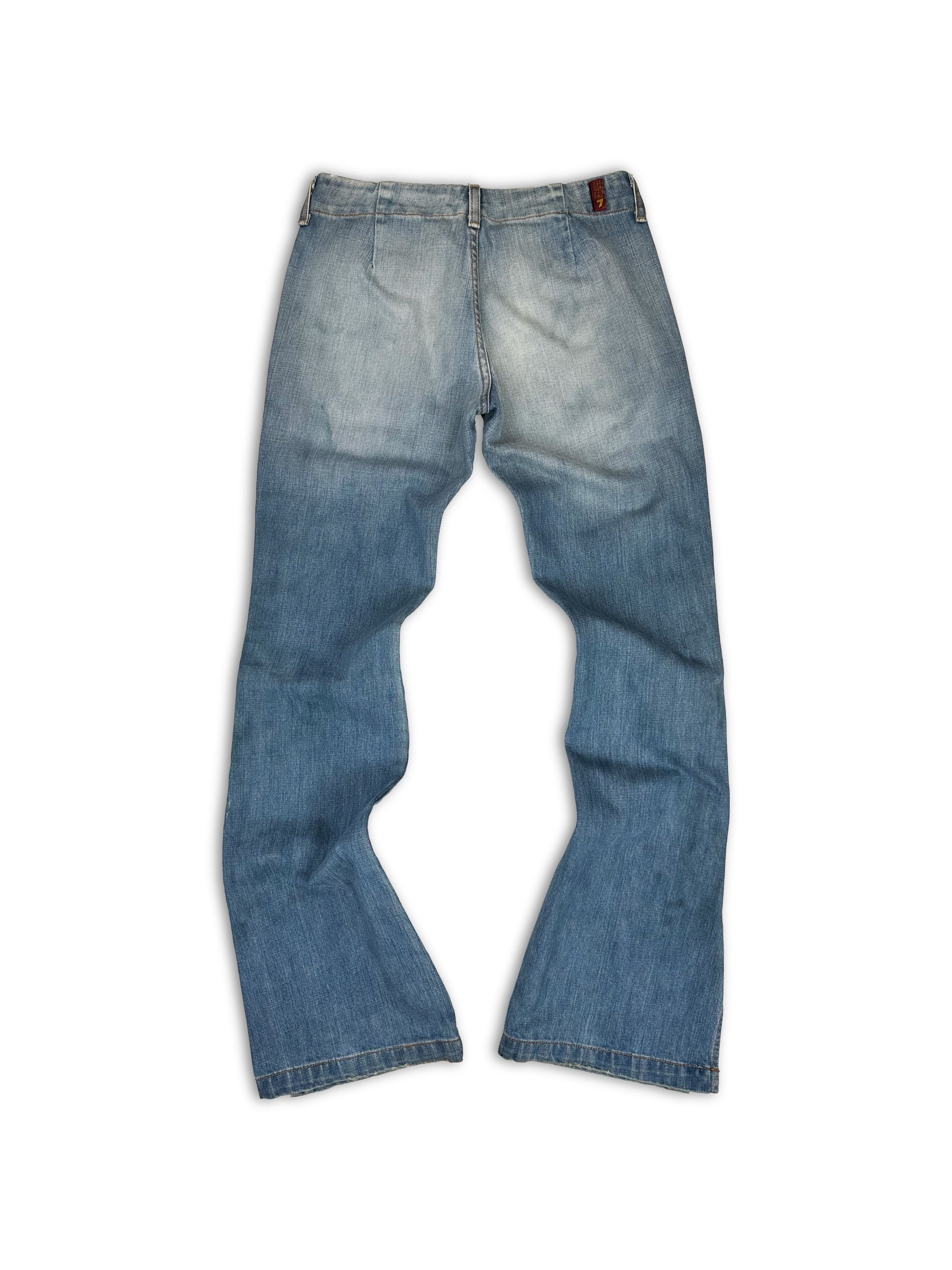 00s Chrome Hearts 1/1 Custom ‘13 Patch’ Flared Cross Denim