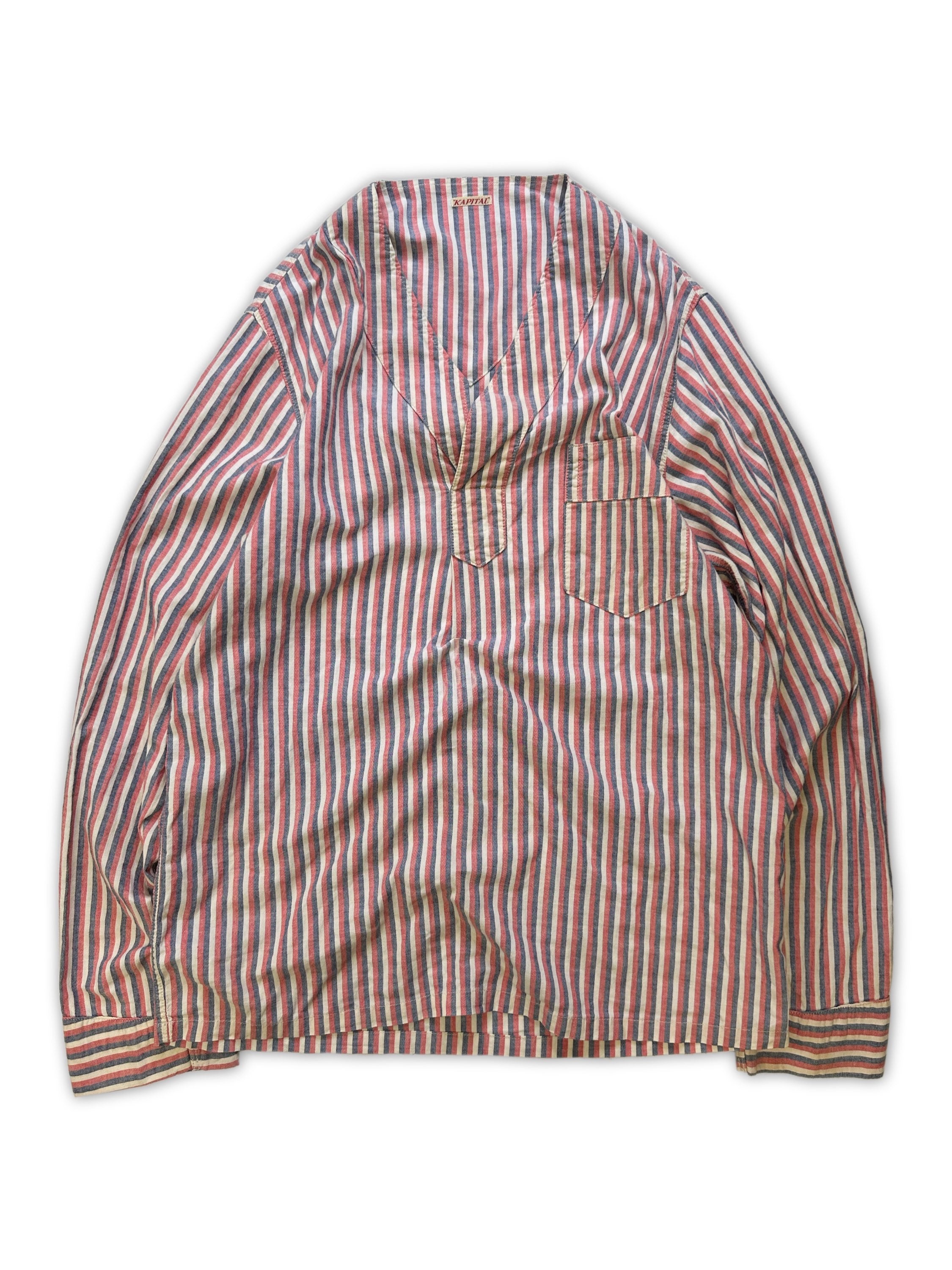 Kapital ‘Pinstripe’ Chest Pocket Long Sleeve Shirt