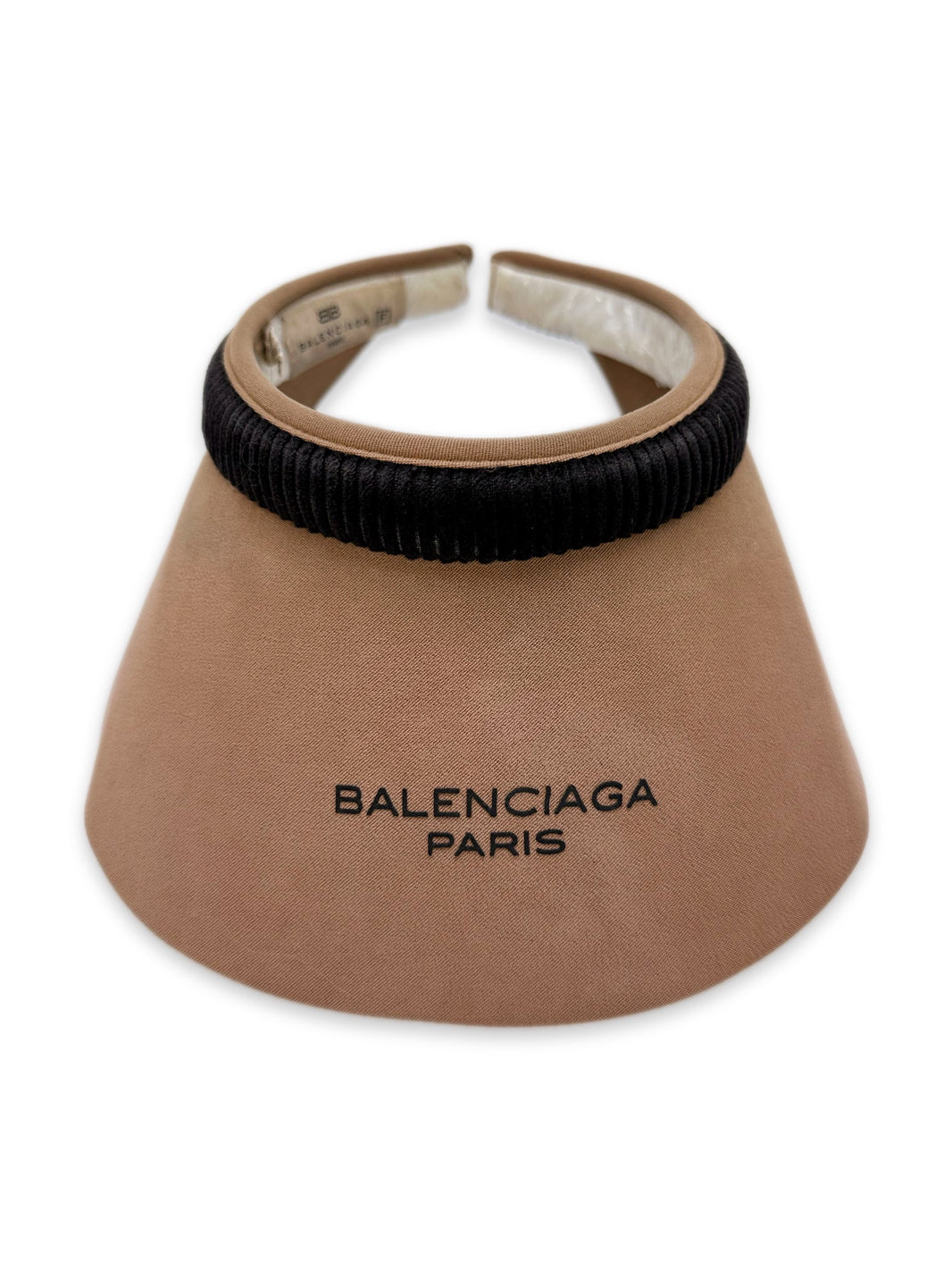 90s Balenciaga Embroidered Tan Logo Visor Hat