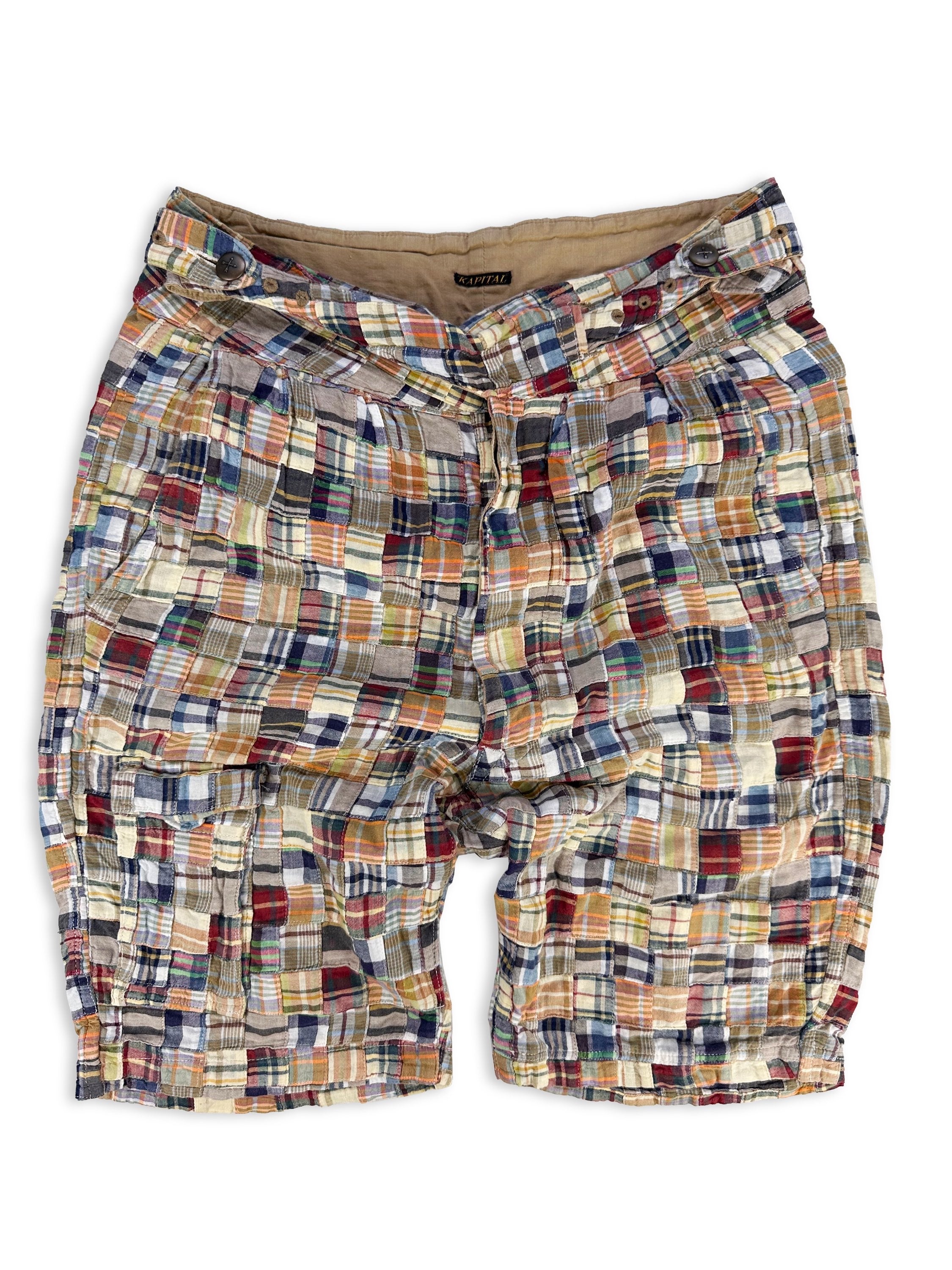 Kapital Patched Colour Block Wide Cut Shorts