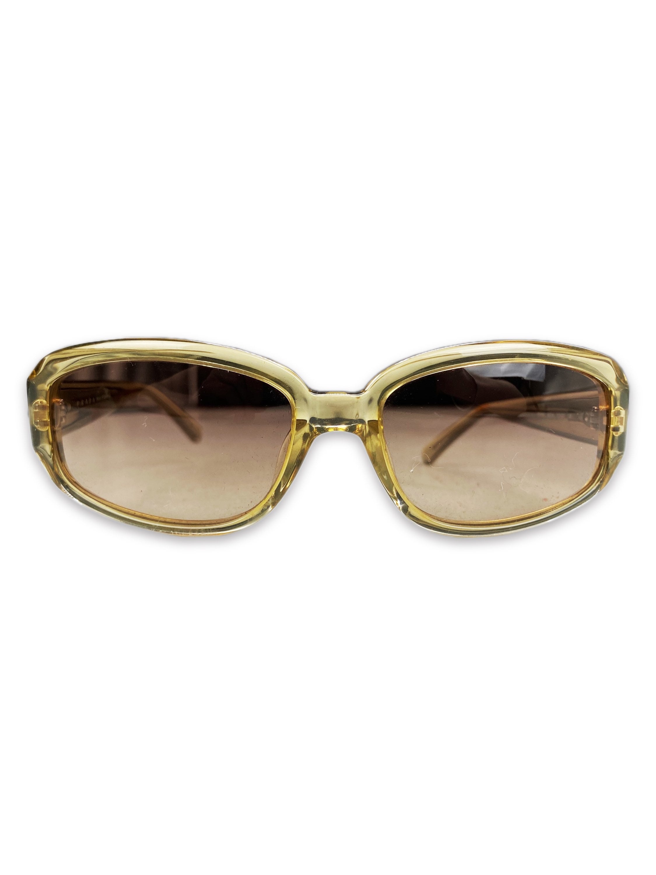 00s Prada Transparent Logo Rounded Gradient Tint Sunglasses