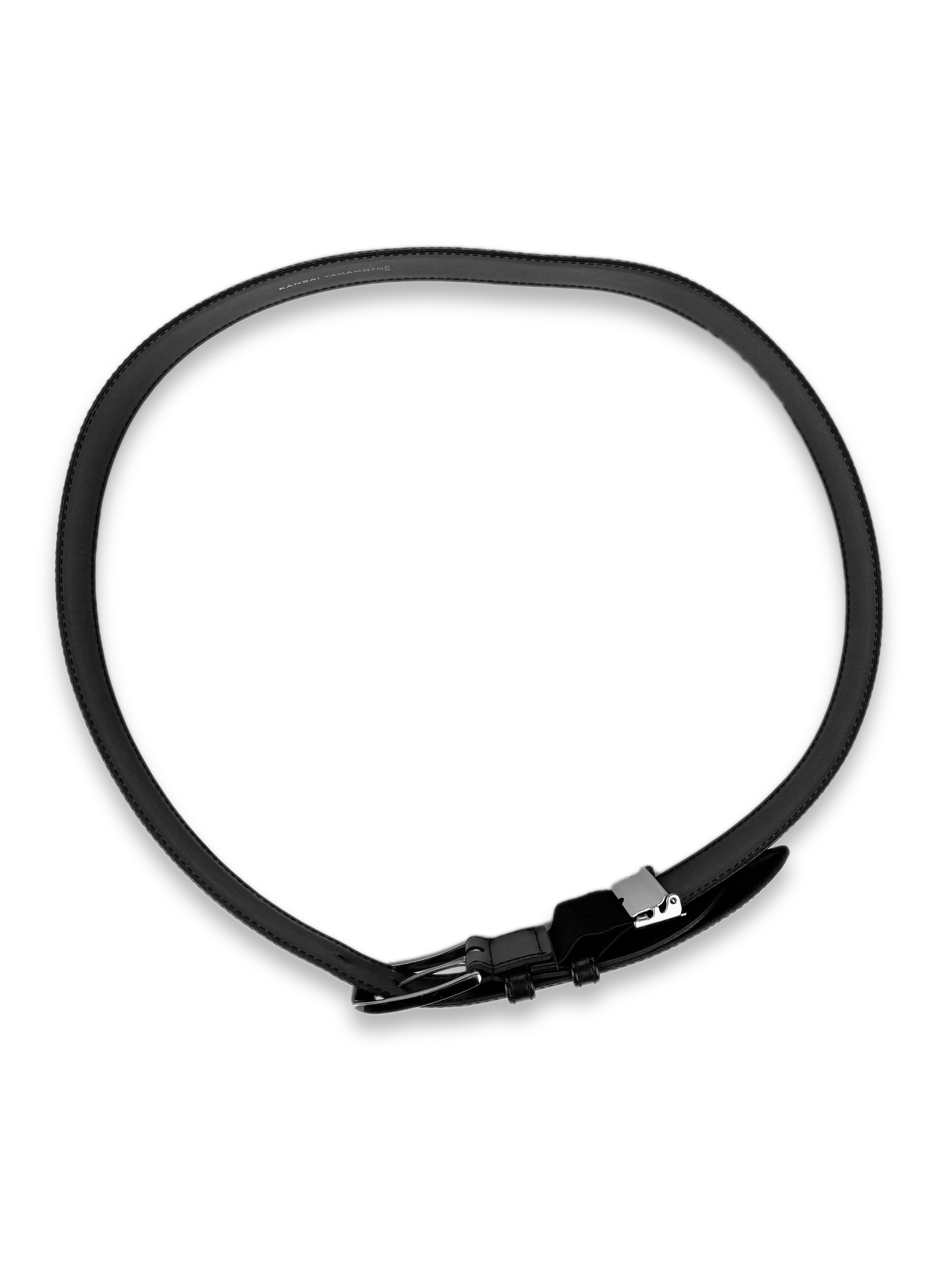 Kansai Yamamoto Silver Buckle Black Leather Belt