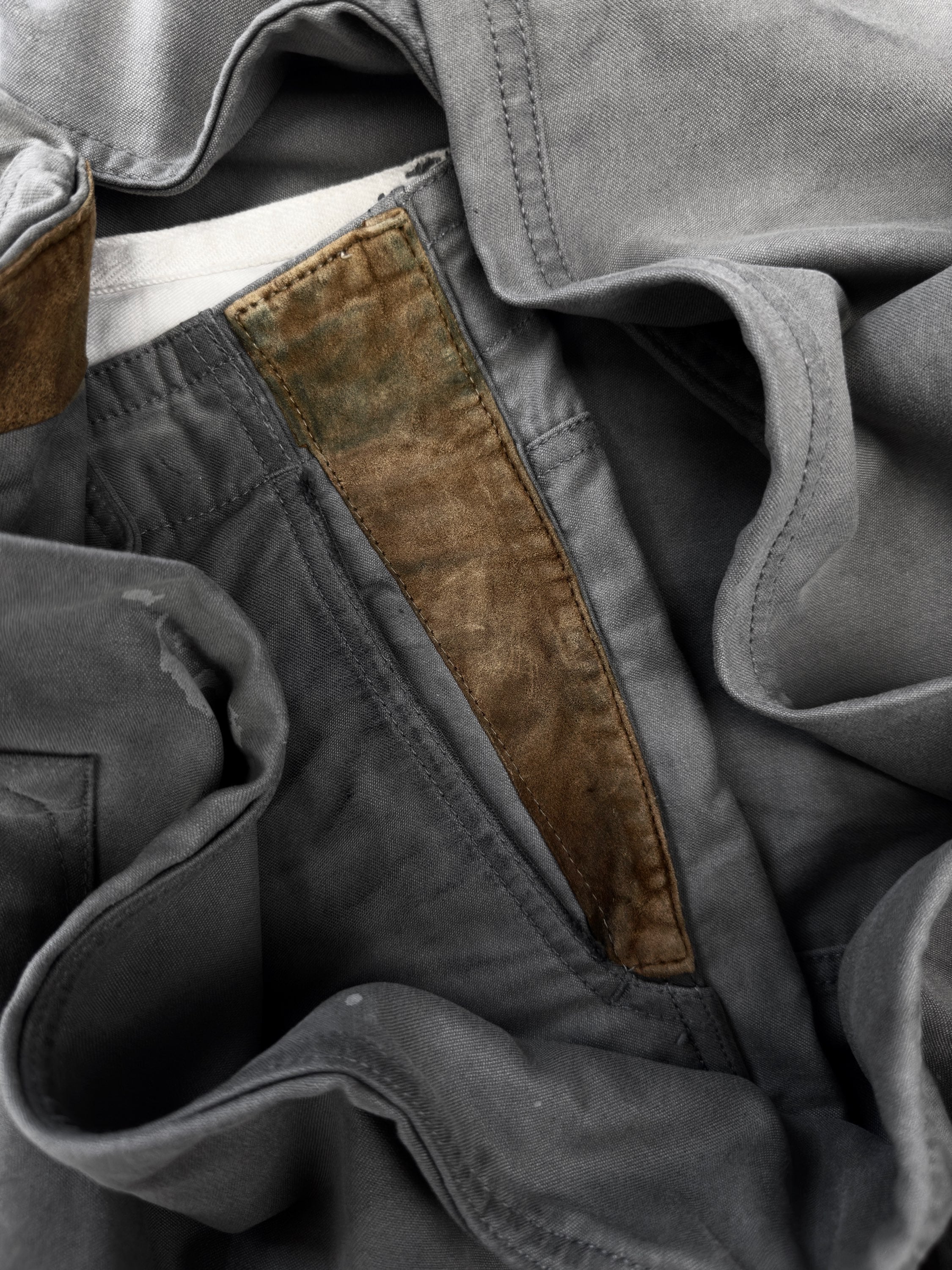 00s Isamu Katayama BACKLASH ‘Leather Insert’ Grey Pants