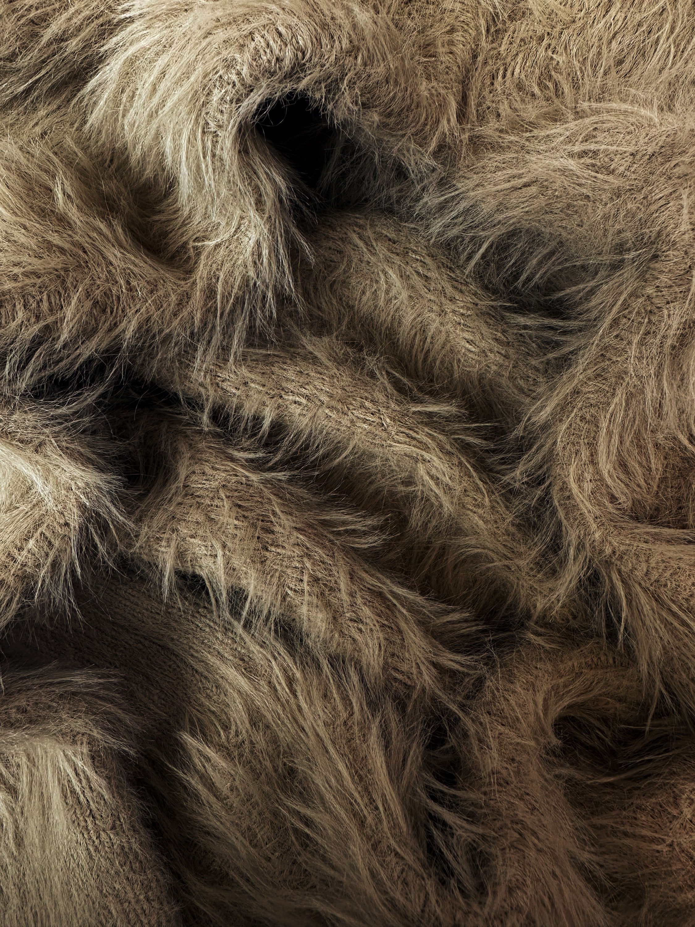 Number (N)ine Beige Faux Mohair Shag Knitted Sweater