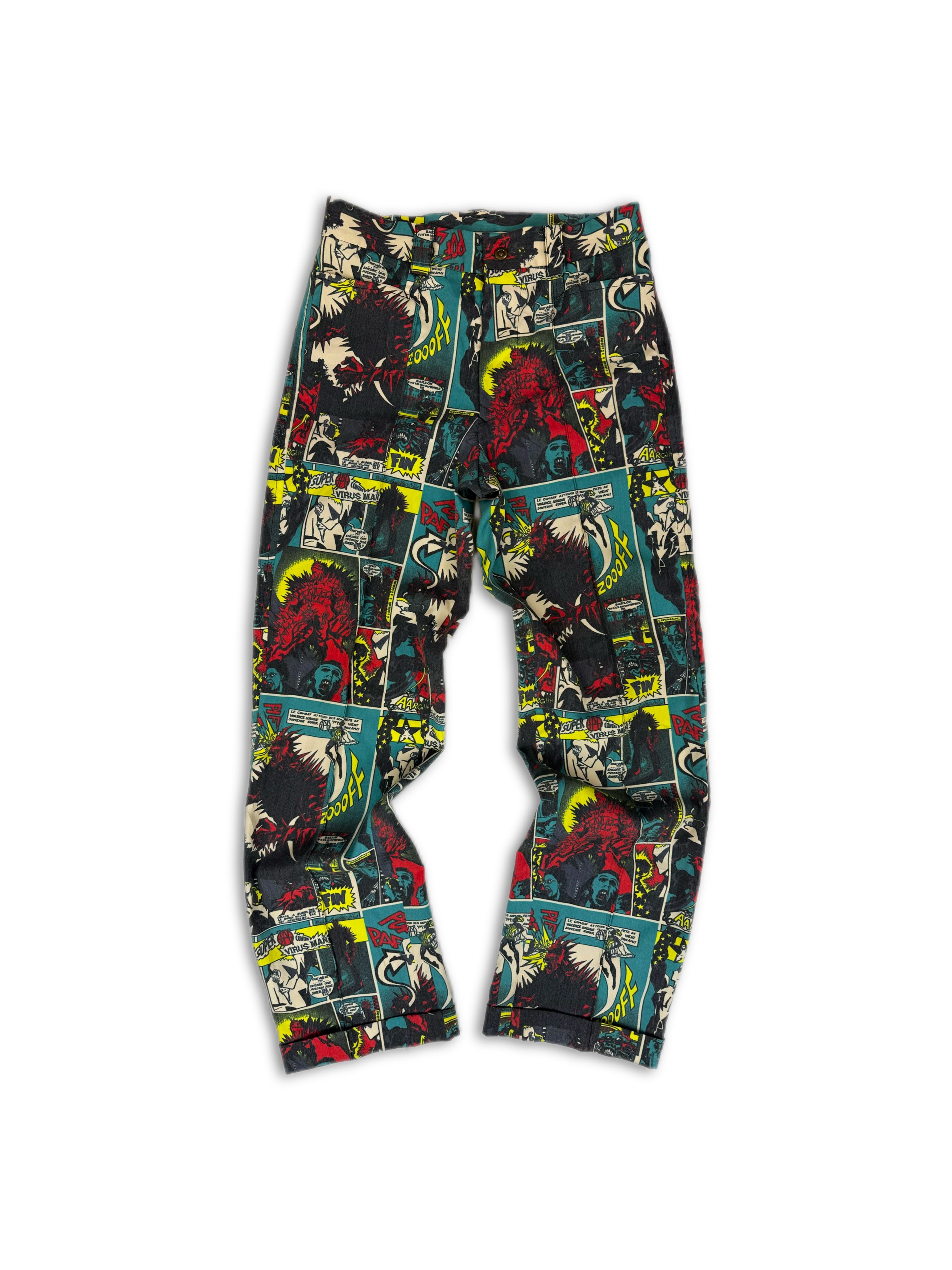 AW95 Jean Paul Gaultier ‘Comic’ Print Boot Cut Pants