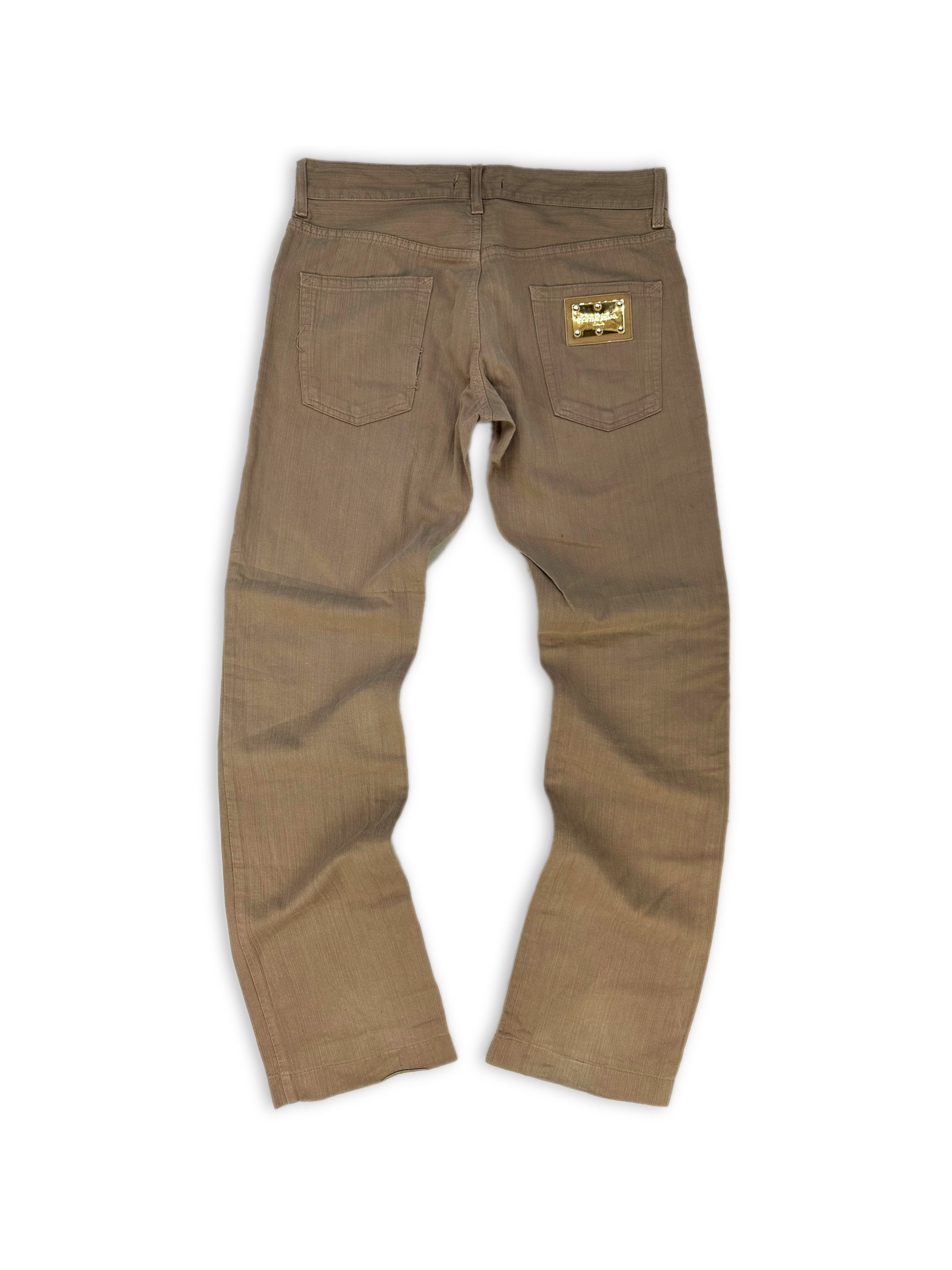 00s Dolce &amp; Gabbana Tan Boot Cut Denim