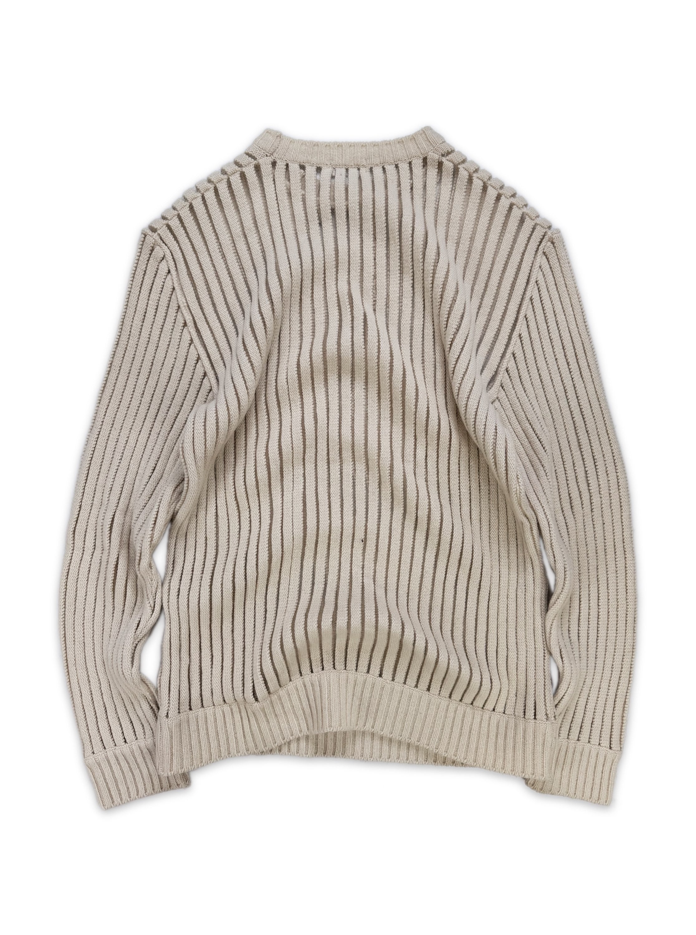 AW98 Helmut Lang Mesh Ribbed Beige Knitted Sweater