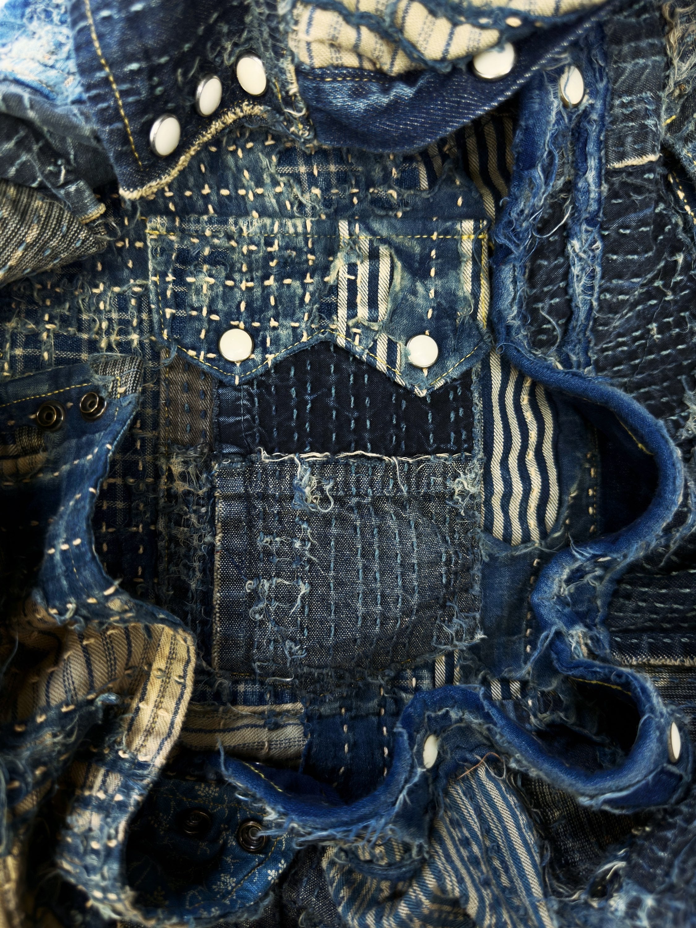 AW23 Kapital ‘Boro Stitch’ Pearl Button Denim Shirt Jacket