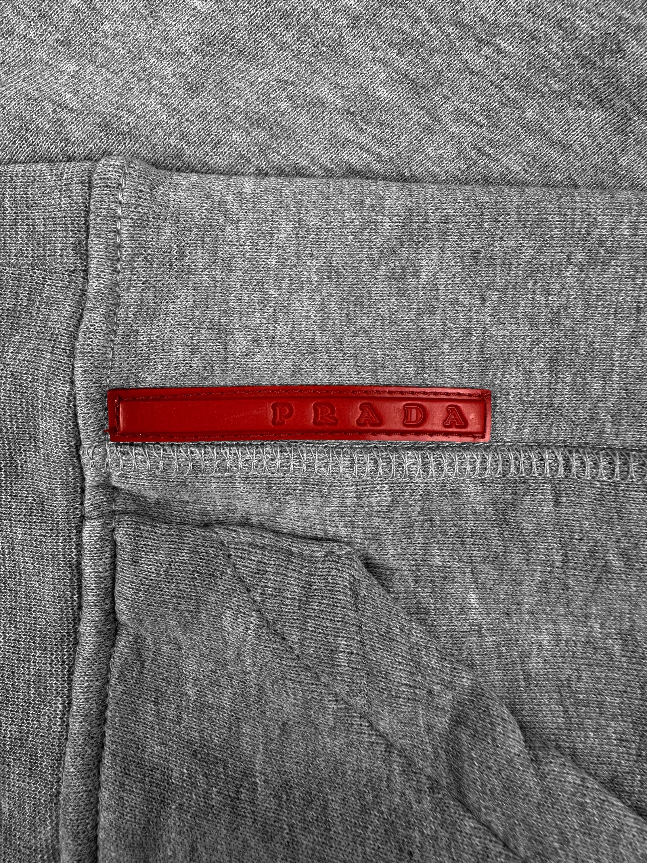 00s Prada Sport Heather Grey Linea Rossa Logo Hoodie