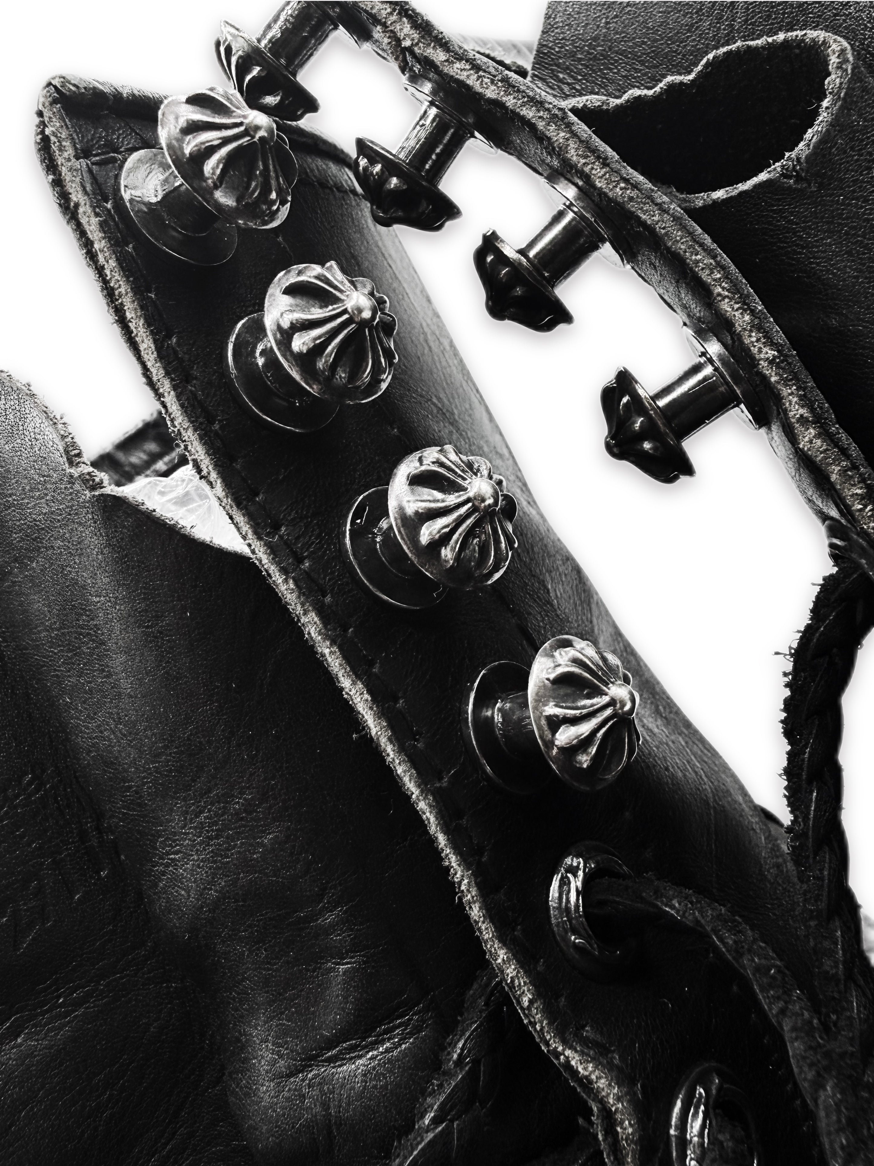 Chrome Hearts x Wesco Black Leather Dagger Pendant Lace Boots