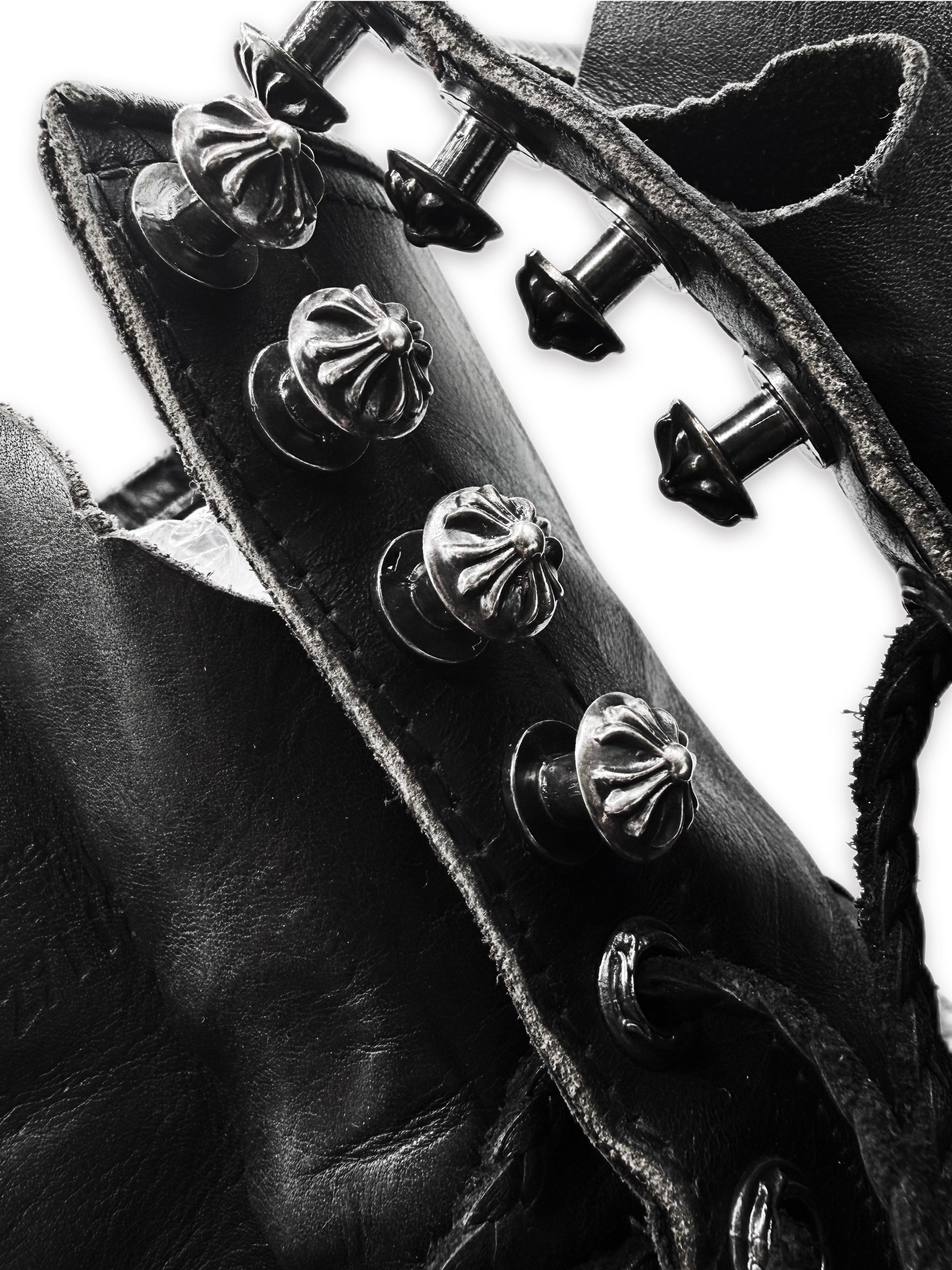 Chrome Hearts x Wesco Black Leather Dagger Pendant Lace Boots