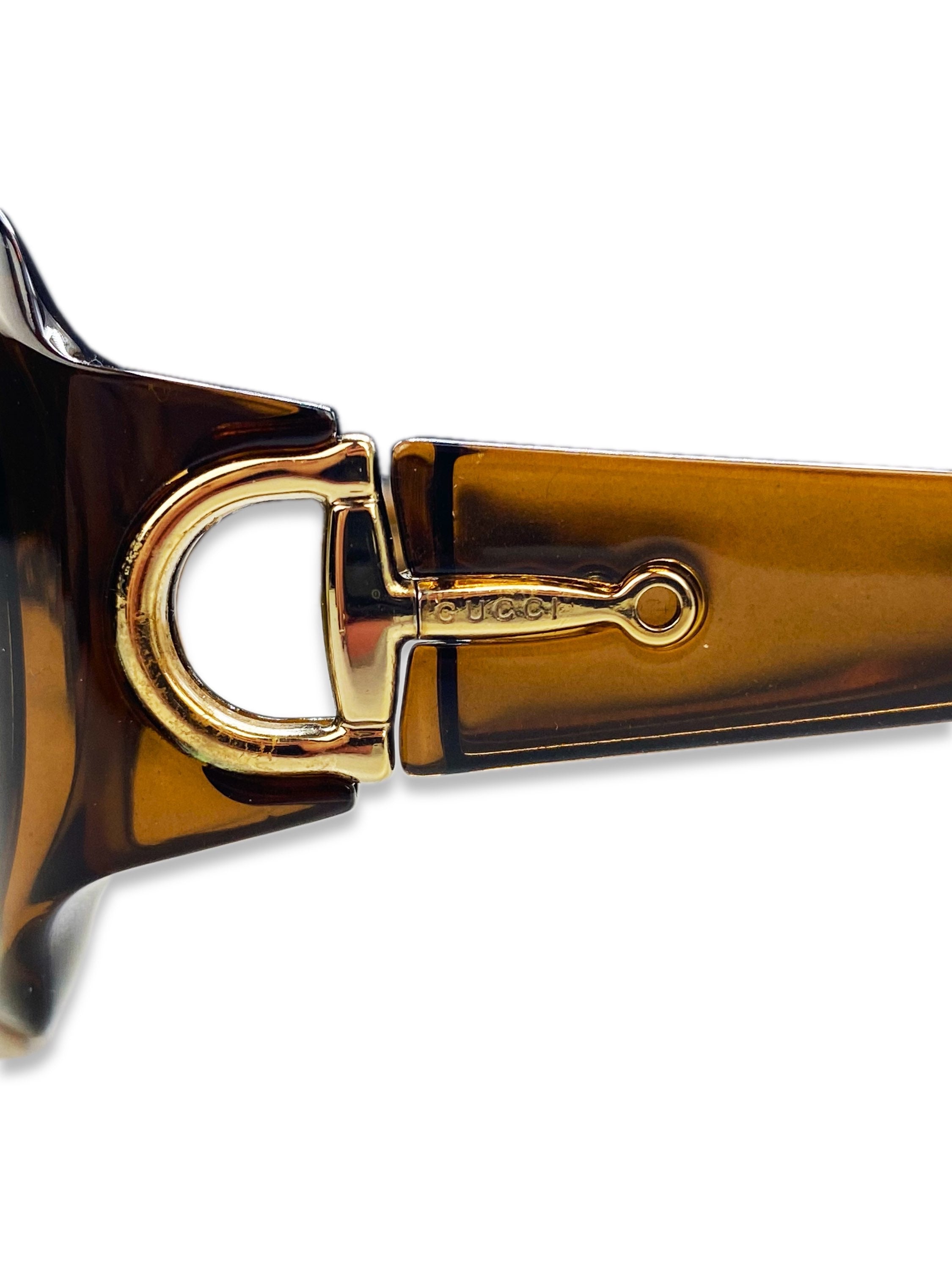 Gucci Horsebit Etched Logo Rounded Warm Tint Sunglasses