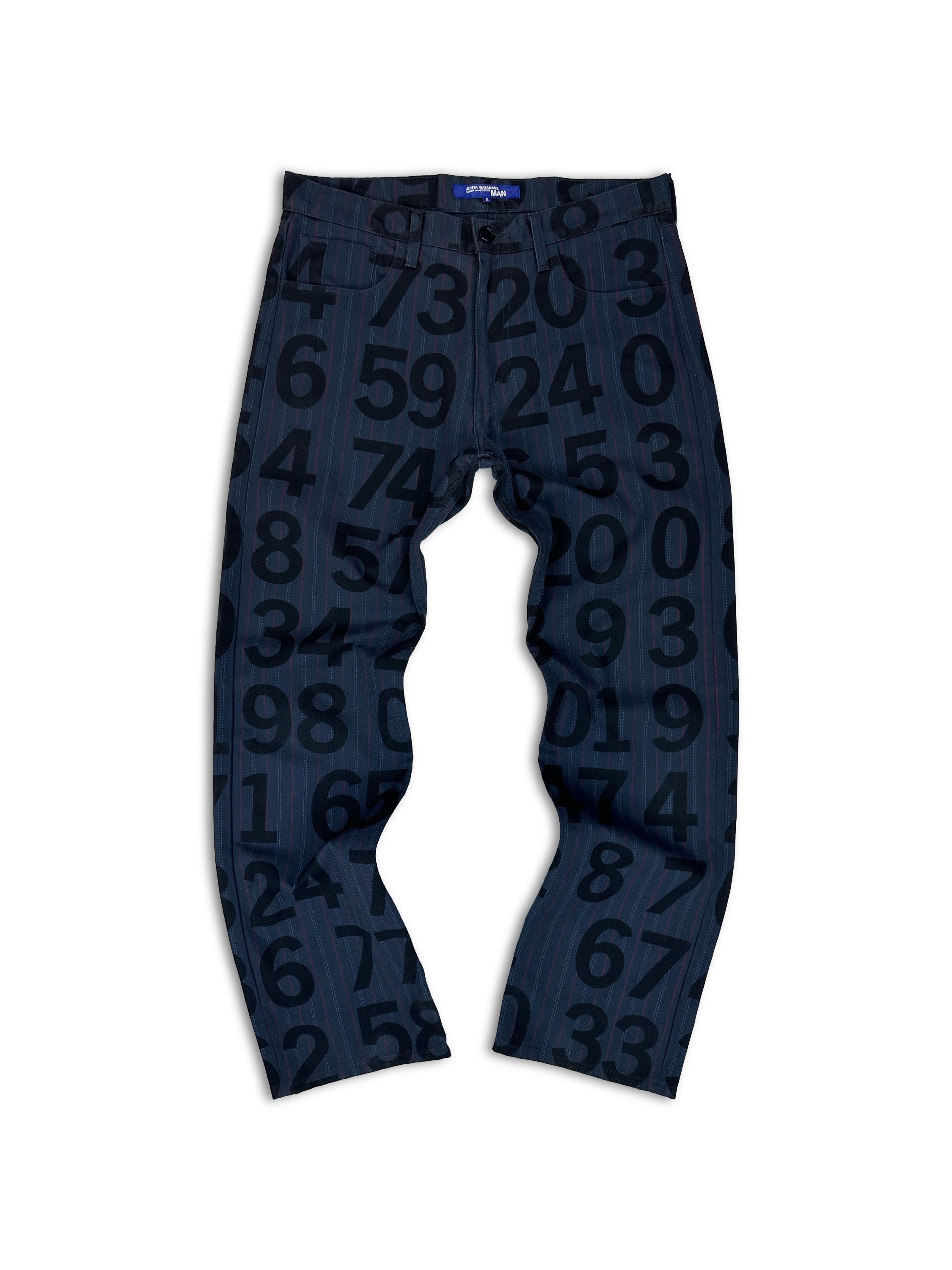 SS03 Junya Watanabe ‘Numbers’ Navy Blue Graphic Pants
