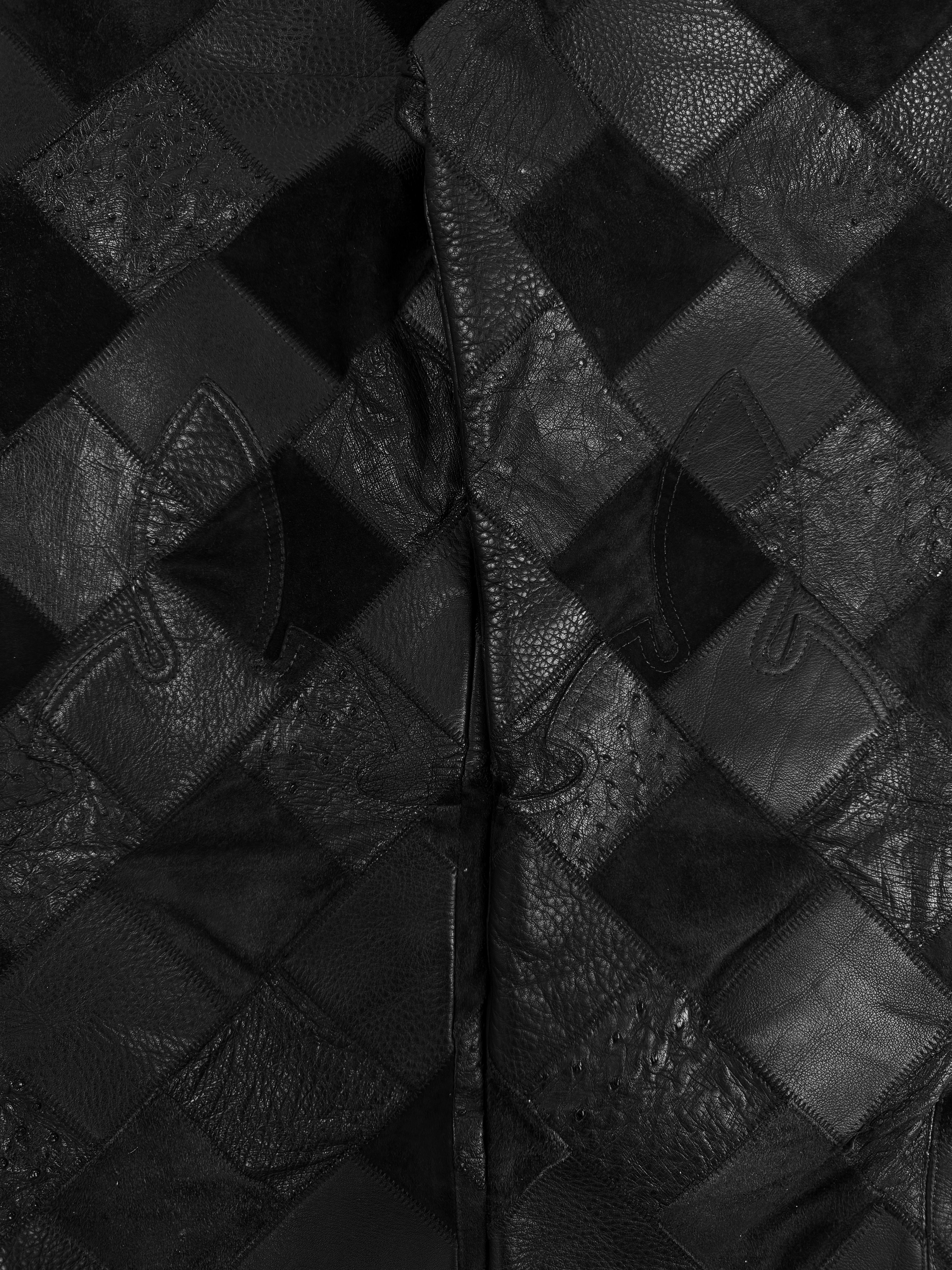 Chrome Hearts 1/1 Ostrich Leather Cross Patch .925 Silver Checkered Pants