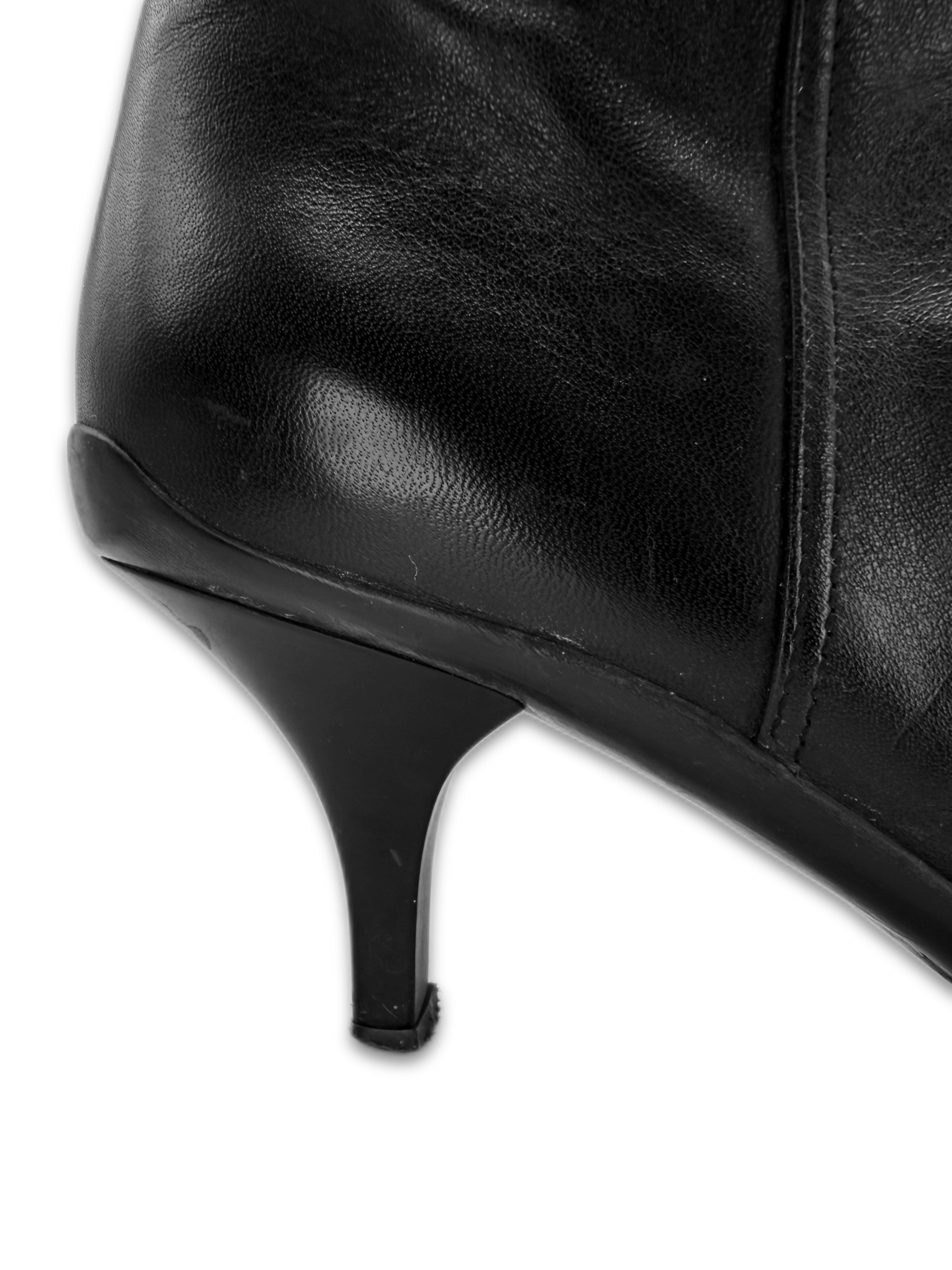 SS99 Prada Black Leather Riding Hi-top Panelled Heel Boots