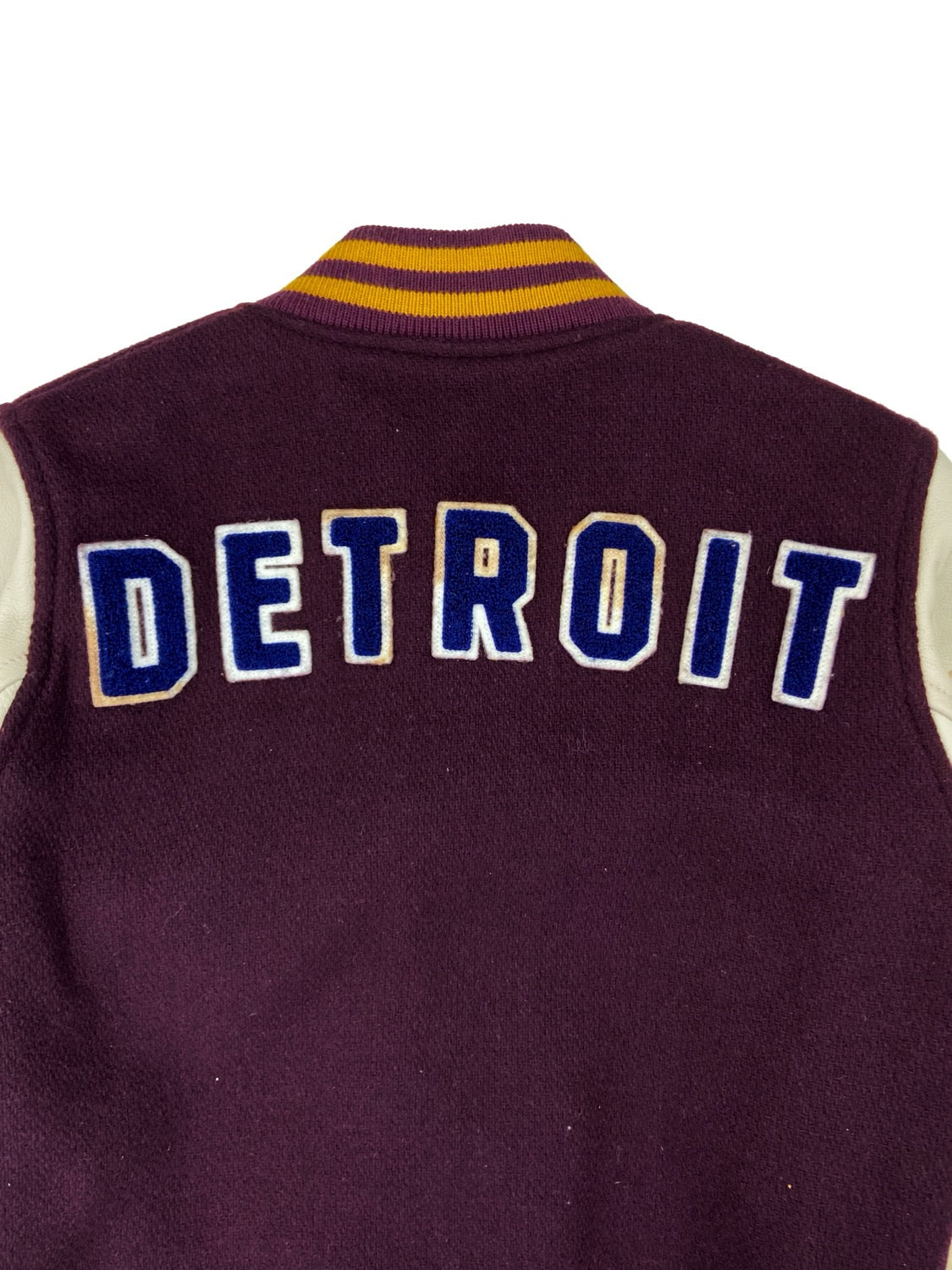 Hysteric Glamour “Detroit” Maroon Patched Leather Varsity Jacket