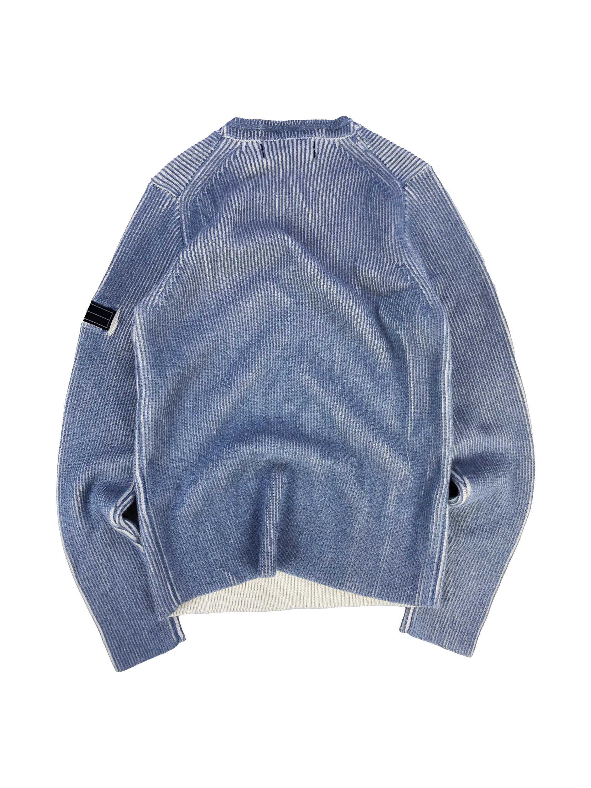 Stone Island Ice Blue Cable Knit Oversized Patch Sweater
