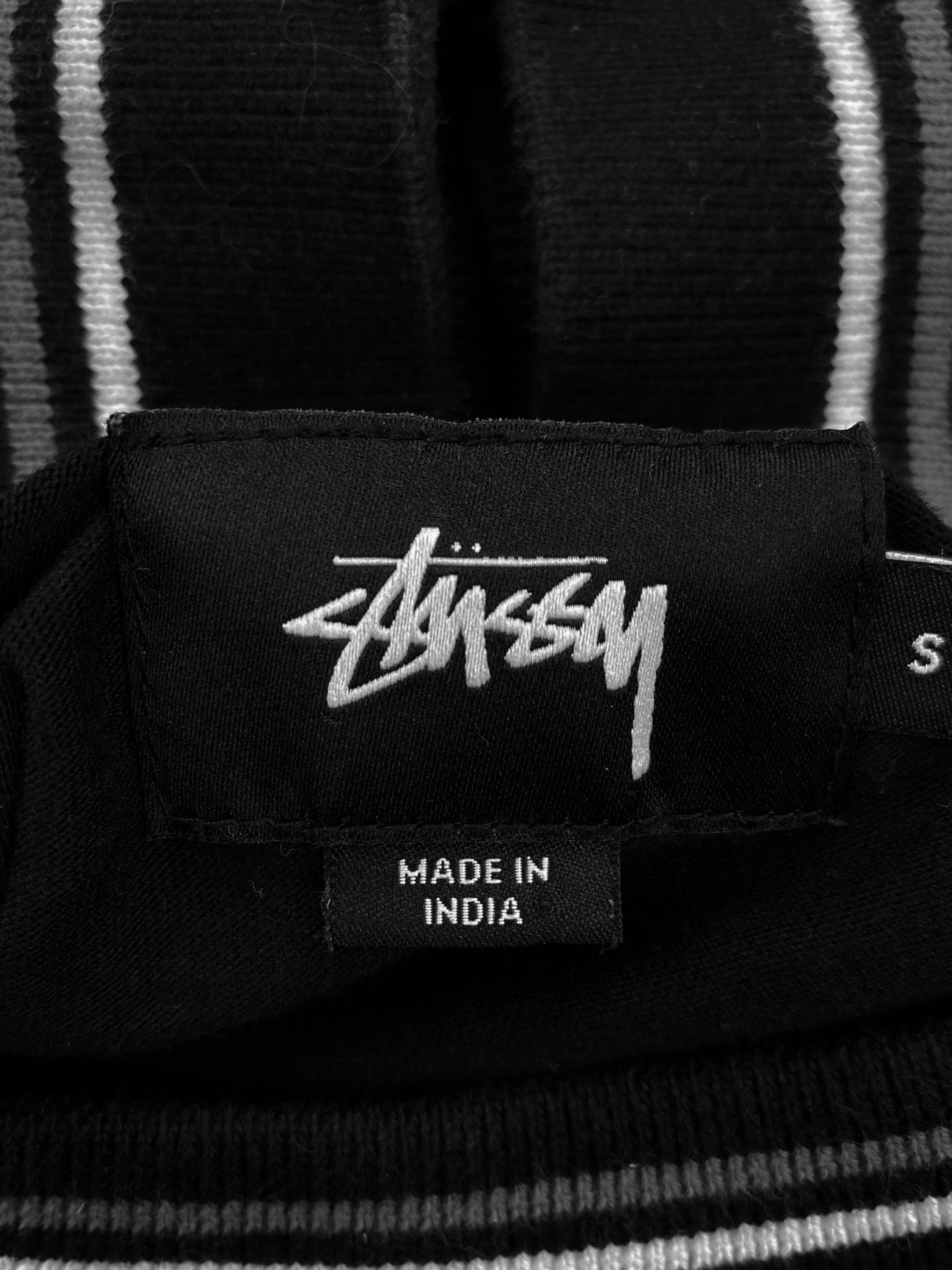 Stüssy Striped Embroidered Spell Out Logo Knit Sweater