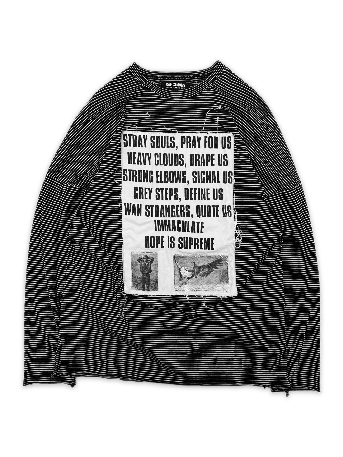 SS02 Raf Simons ‘Stray Souls’ Striped Chest Patch Long Sleeve Shirt