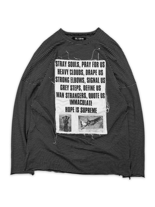 SS02 Raf Simons ‘Stray Souls’ Striped Chest Patch Long Sleeve Shirt