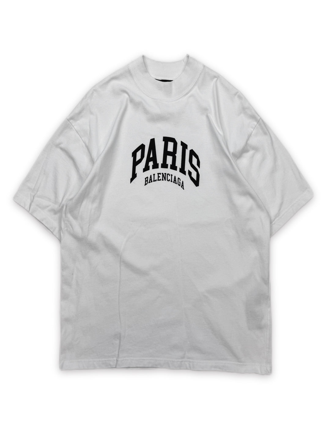 AW21 Balenciaga ‘Paris’ Collegiate Logo White Cropped T-Shirt