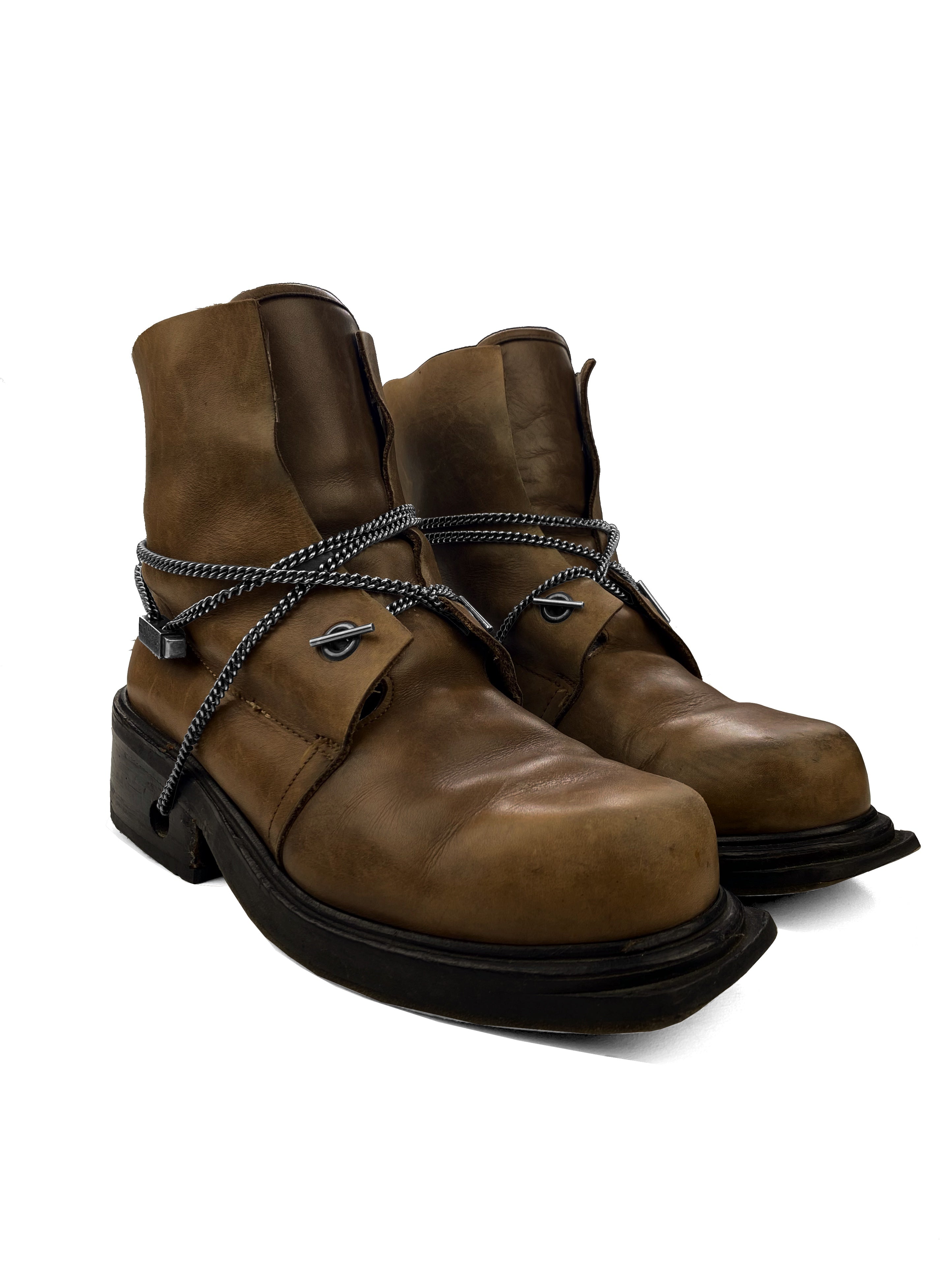 AW97 Dirk Bikkembergs Chain Weave Threaded Heel Combat Boots