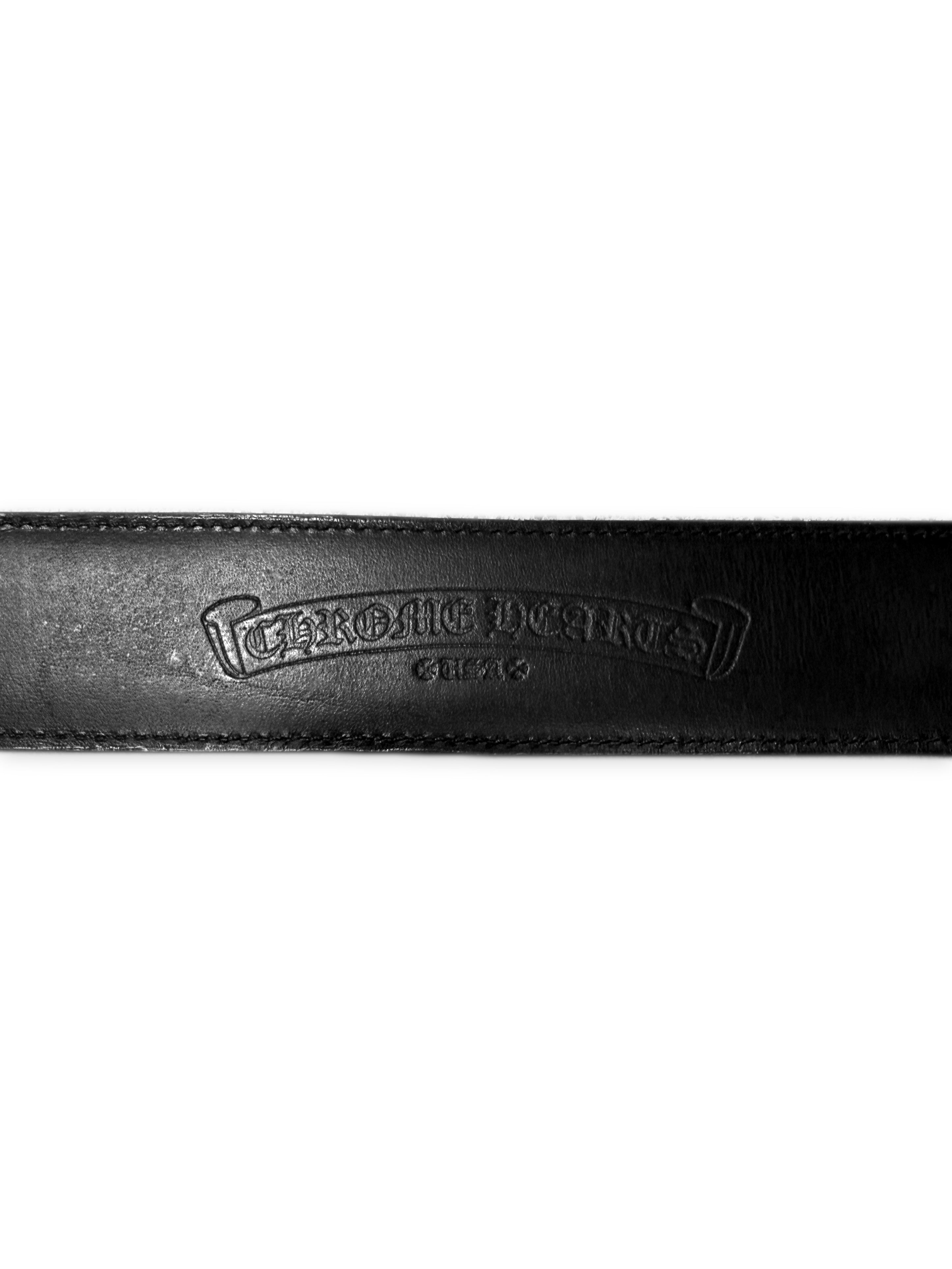 Chrome Hearts 3-Piece Black Leather Western .925 Silver Belt