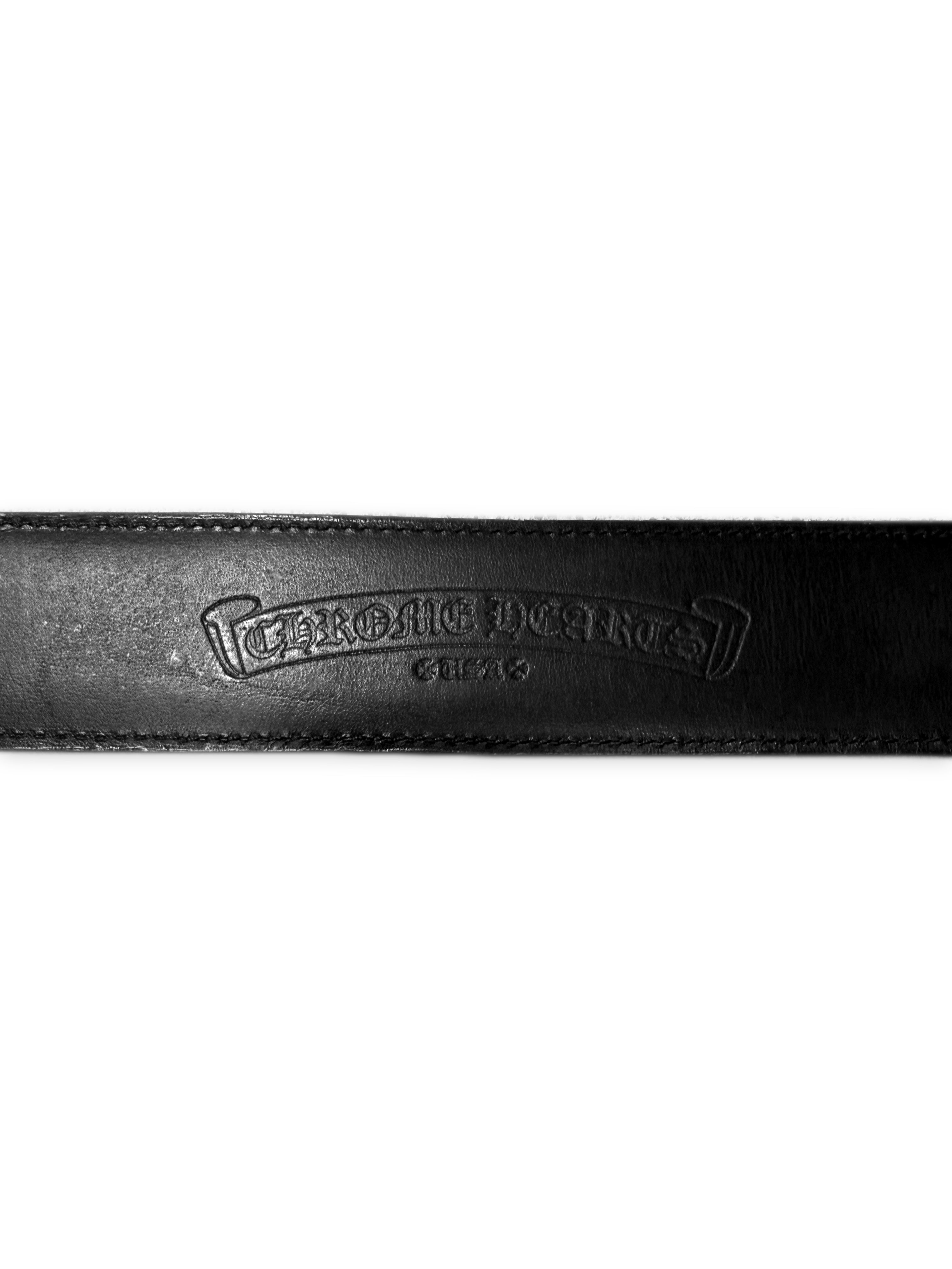 Chrome Hearts 3-Piece Black Leather Western .925 Silver Belt