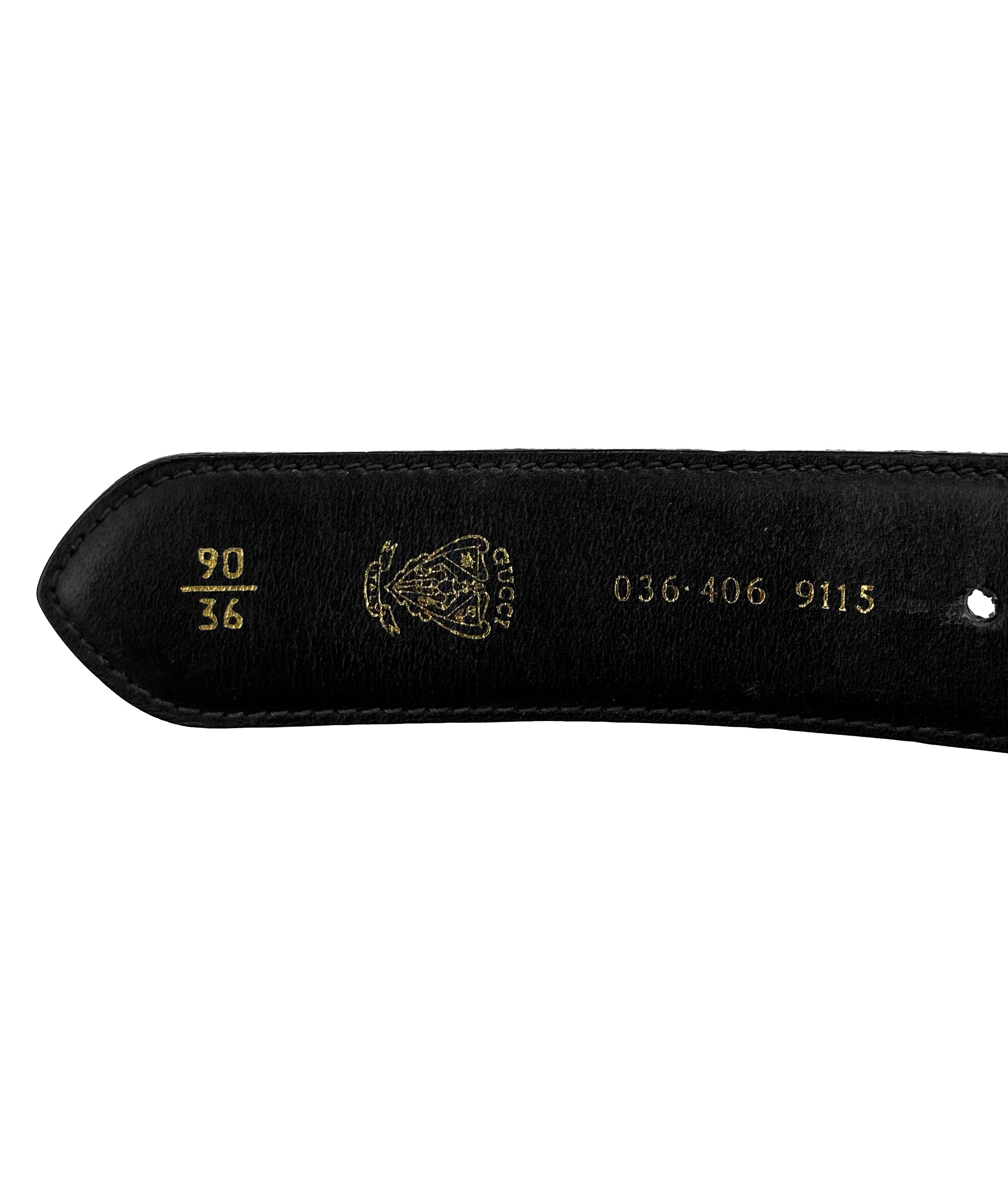 Gucci GG Silver Buckle Leather Belt