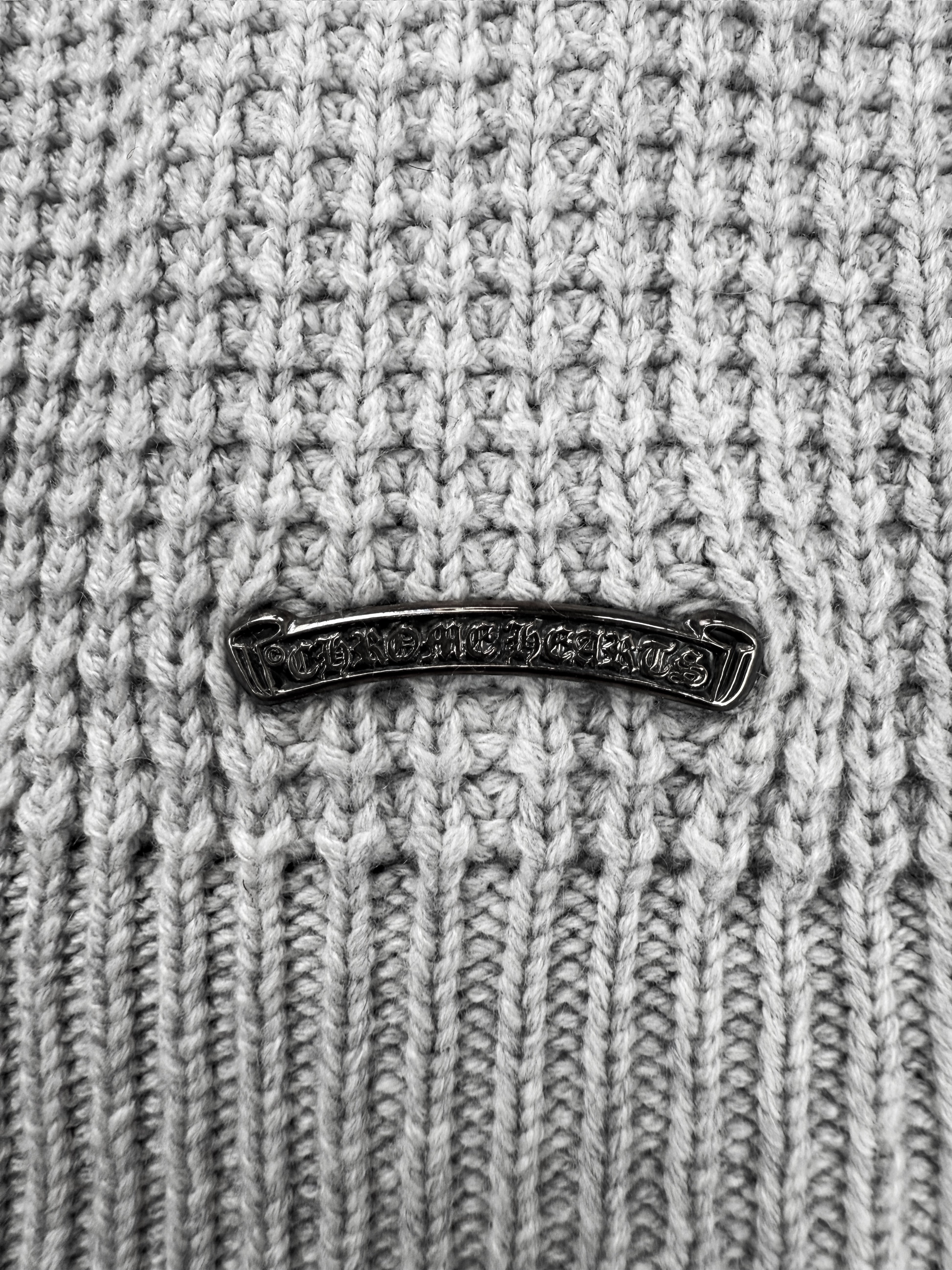 Chrome Hearts Hit &amp; Run Cross Patch Heavy Weight Grey Knit Cardigan Sweater