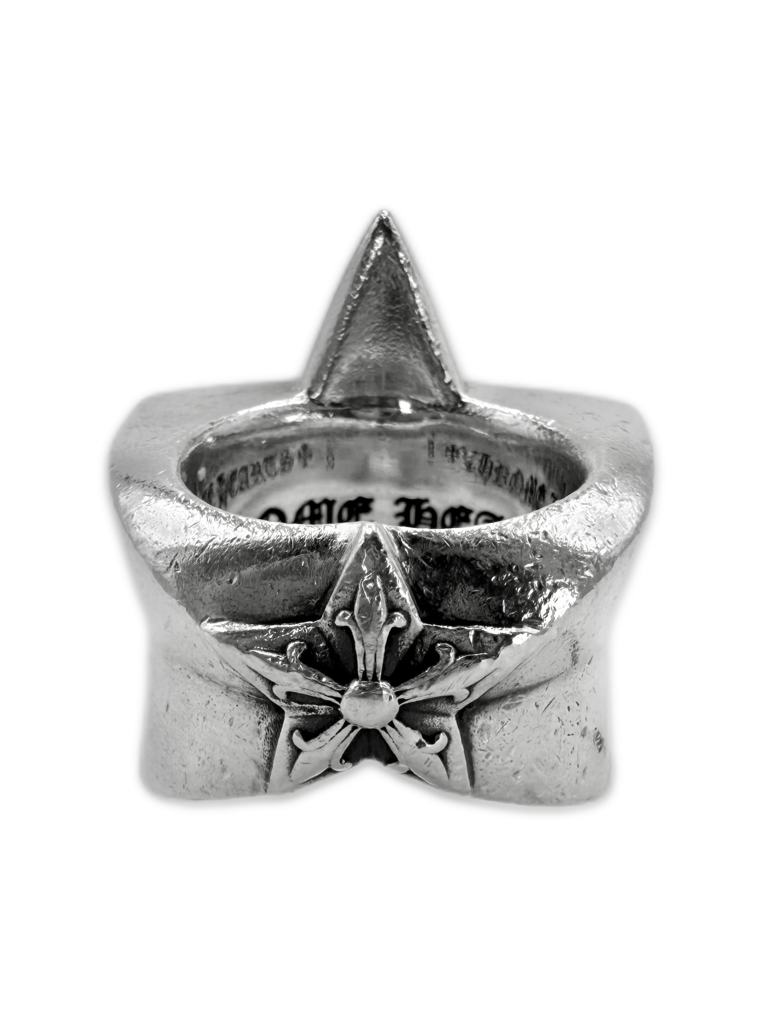 Chrome Hearts ‘5 Point Star’ .925 Silver XL Etched Ring